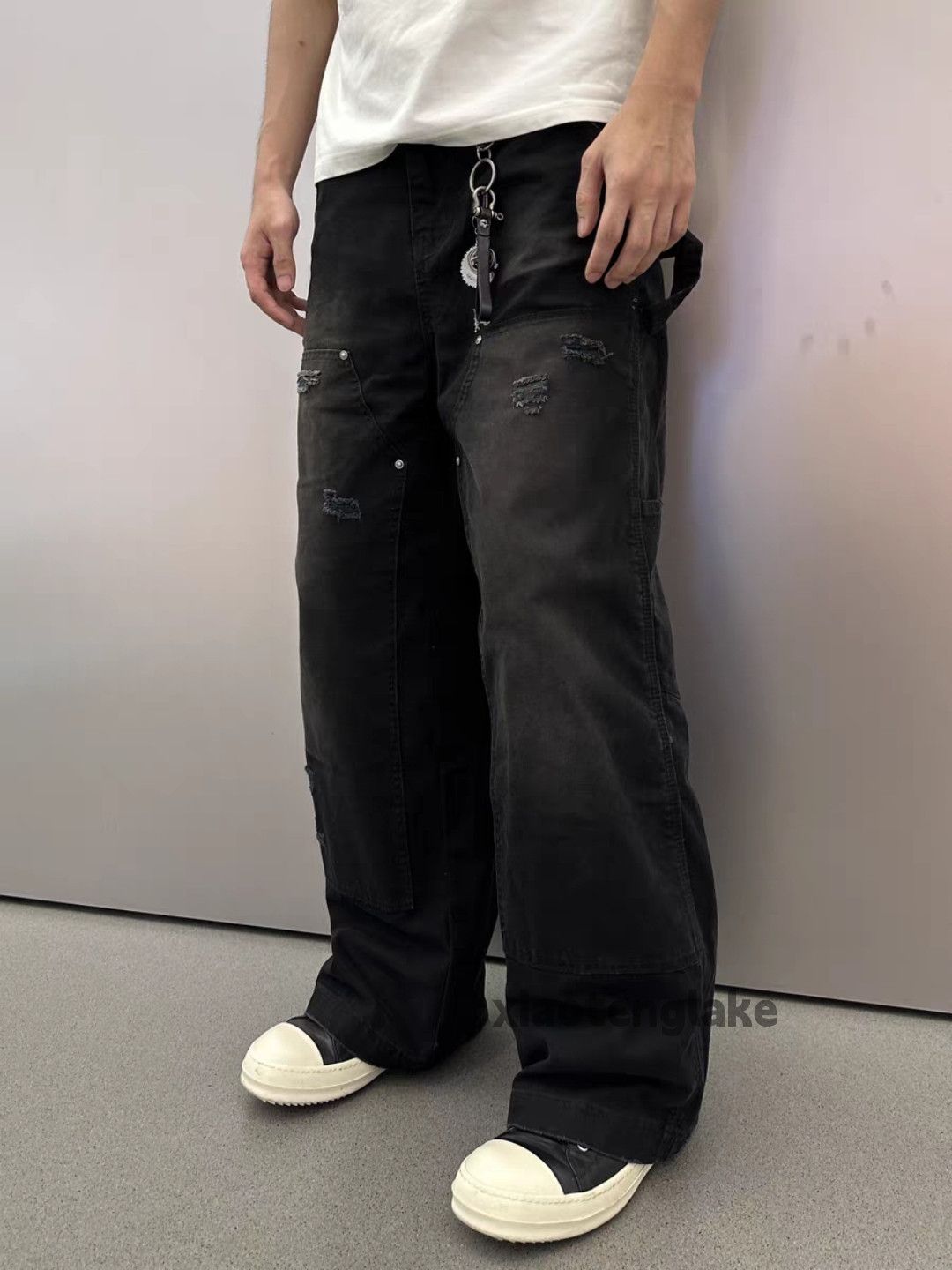 Washed faded loose baggy hiphop carpenter cargo pants