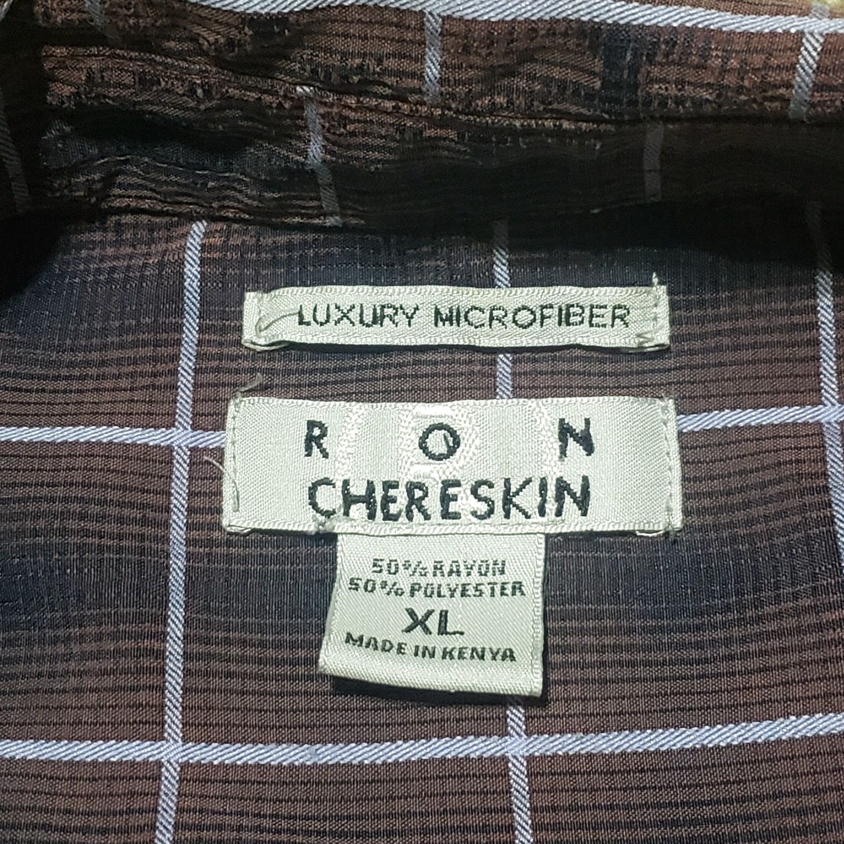 Vintage RON CHERESKIN Shirt Button-Up XL Brown Plaid Long Sleeve Men’s XL Sueded Luxe Microfiber Polyester Rayon Casual Classic Size US XL / EU 56 / 4 - 3 Thumbnail