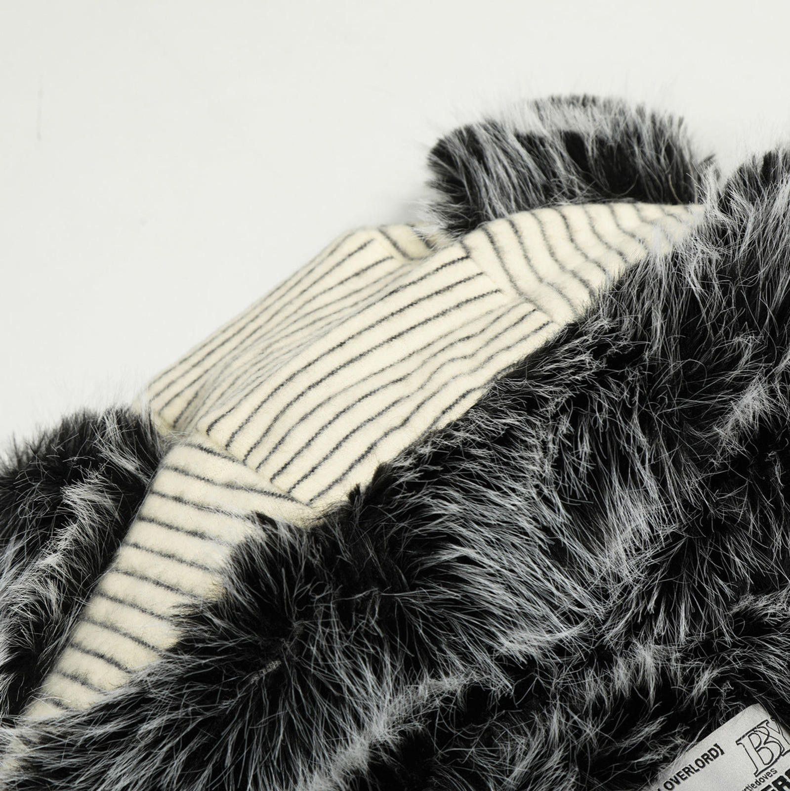 Japanese Brand Cream Striped Faux Fur Lined Varsity Jacket, Cozy Outerwear Size US M / EU 48-50 / 2 - 2 Thumbnail