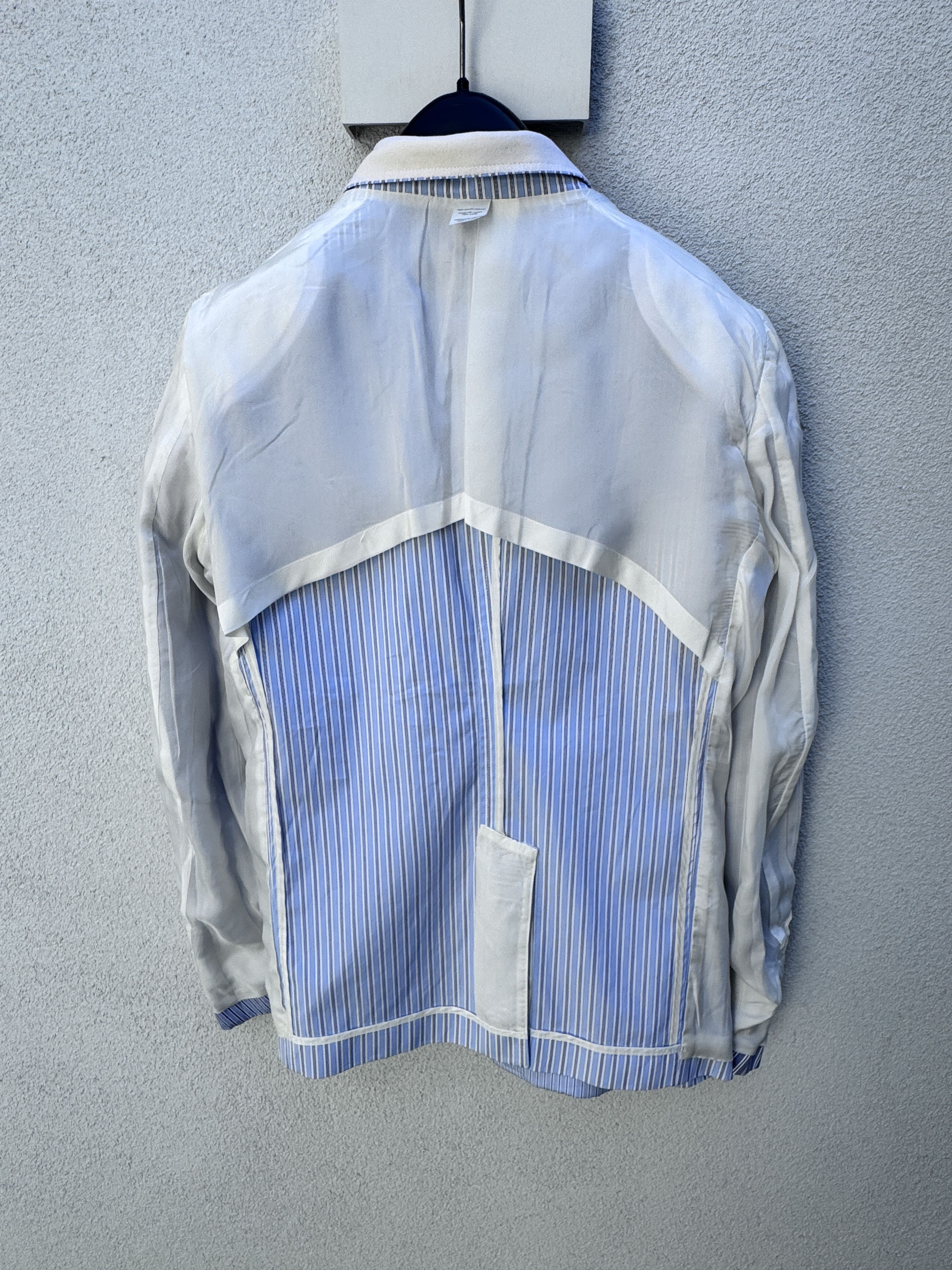 Comme des Garcons COMME des GARCONS SHIRT Blue White Striped Cotton Blazer S Size 48S - 10 Thumbnail