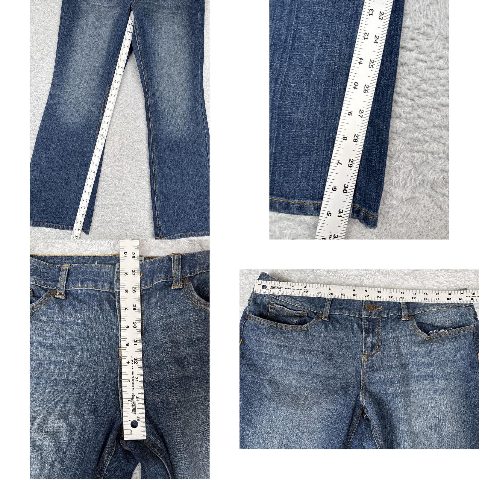 Vintage American Rag Jeans Juniors 15 Womens Blue Bootcut Stretch Denim Mid Rise Casual Size 36" / US 14 / IT 50 - 8 Thumbnail