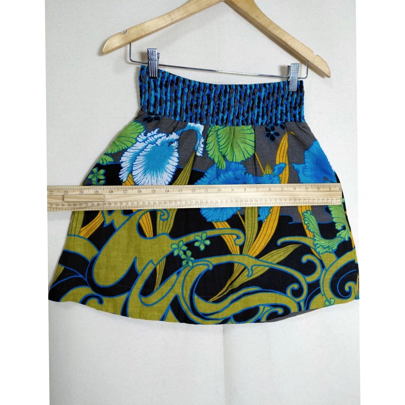 Free People FREE PEOPLE Floral Linen Blend Skirt Blue Green XS Short A-Line Womens Skirt XS Petite Micro-Review Size 26" / US 2 / IT 38 - 7 Thumbnail