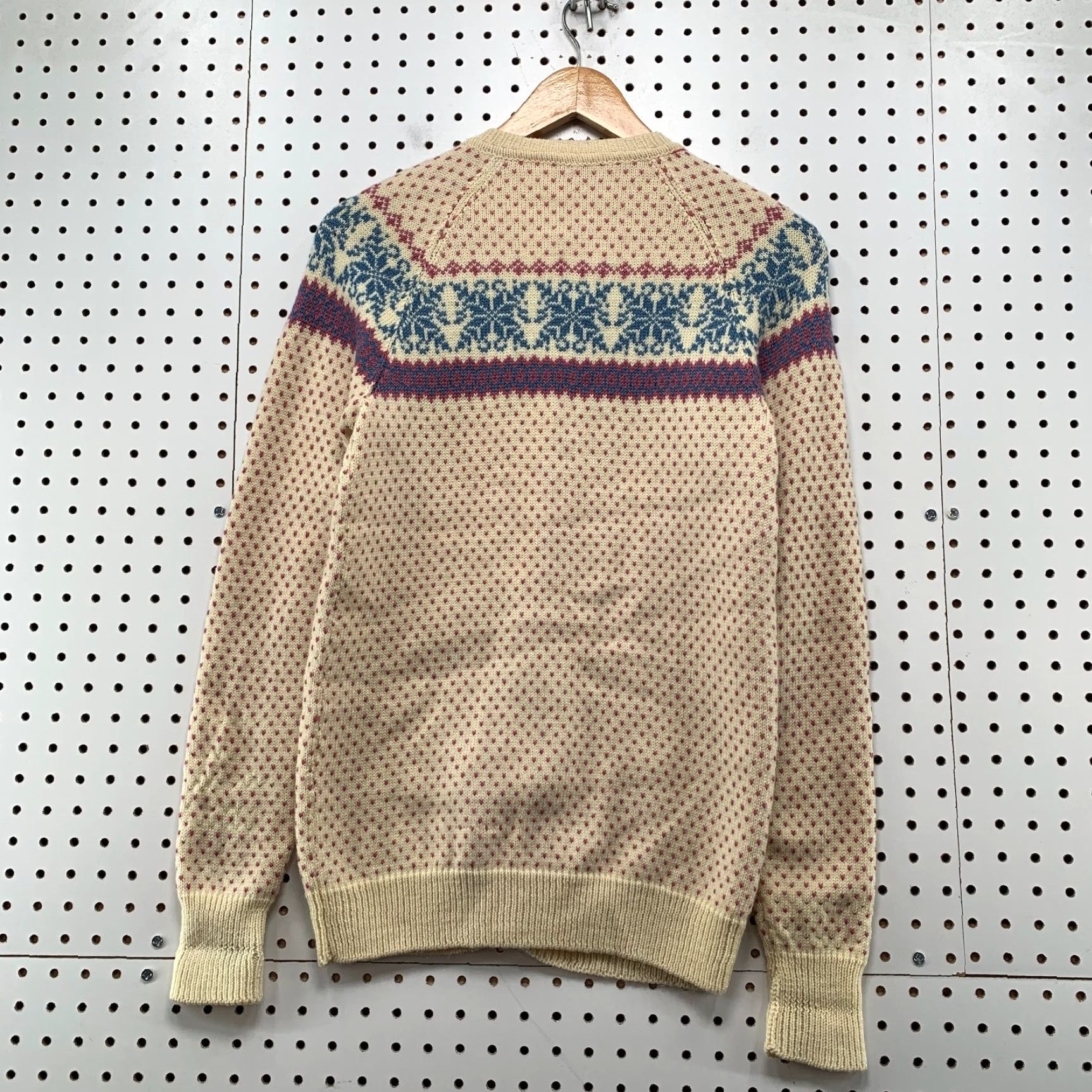 Vintage Vintage Wool Birds Eye Cardigan Sweater Womens M Beige Nordic Fair Isle Size M / US 6-8 / IT 42-44 - 2 Thumbnail