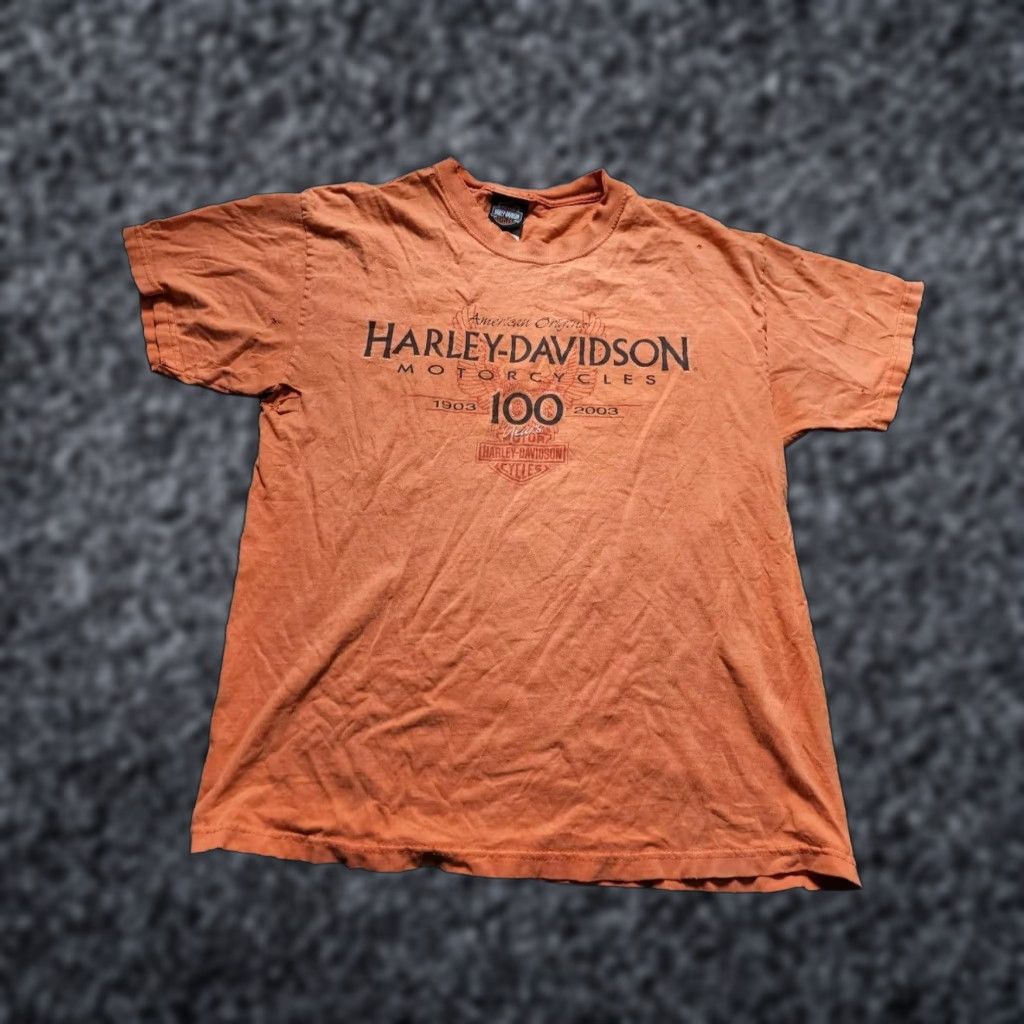Harley Davidson VINTAGE Harley Davidson Rocket T Shirt Mens Large Orange Thrashed USA Biker Tee Size US L / EU 52-54 / 3 - 1 Thumbnail