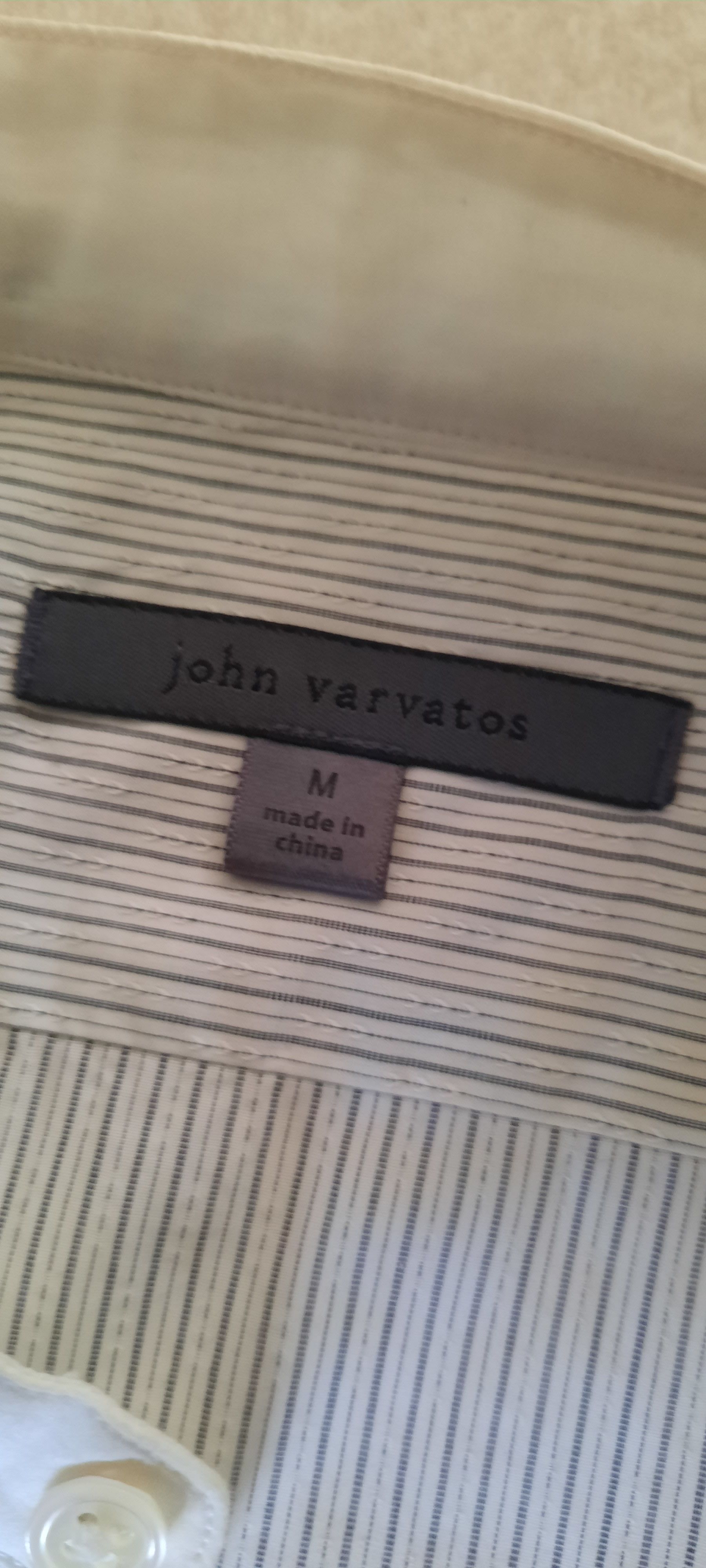 John Varvatos JOHN VARVATOS Men's Long-Sleeved Shirt, White Gray Striped M Size US M / EU 48-50 / 2 - 13 Thumbnail