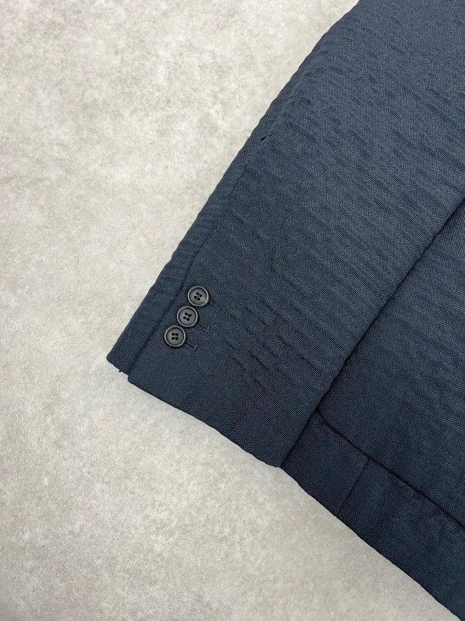 Prada 2000s Prada Navy Plissed Blazer Jacket Size 42R - 8 Thumbnail