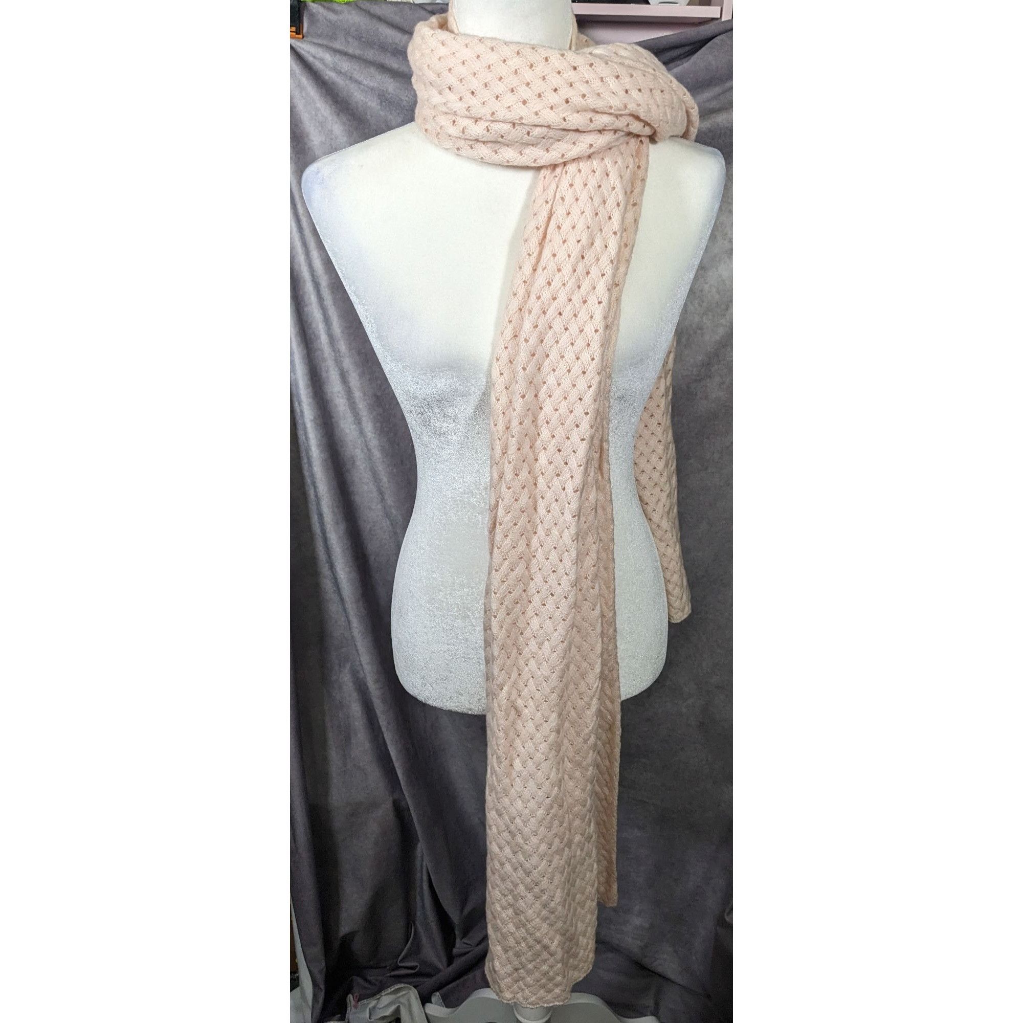 J.Crew Preppy J.Crew Pale Peach Braided Knit Wool Scarf Size ONE SIZE - 8 Thumbnail