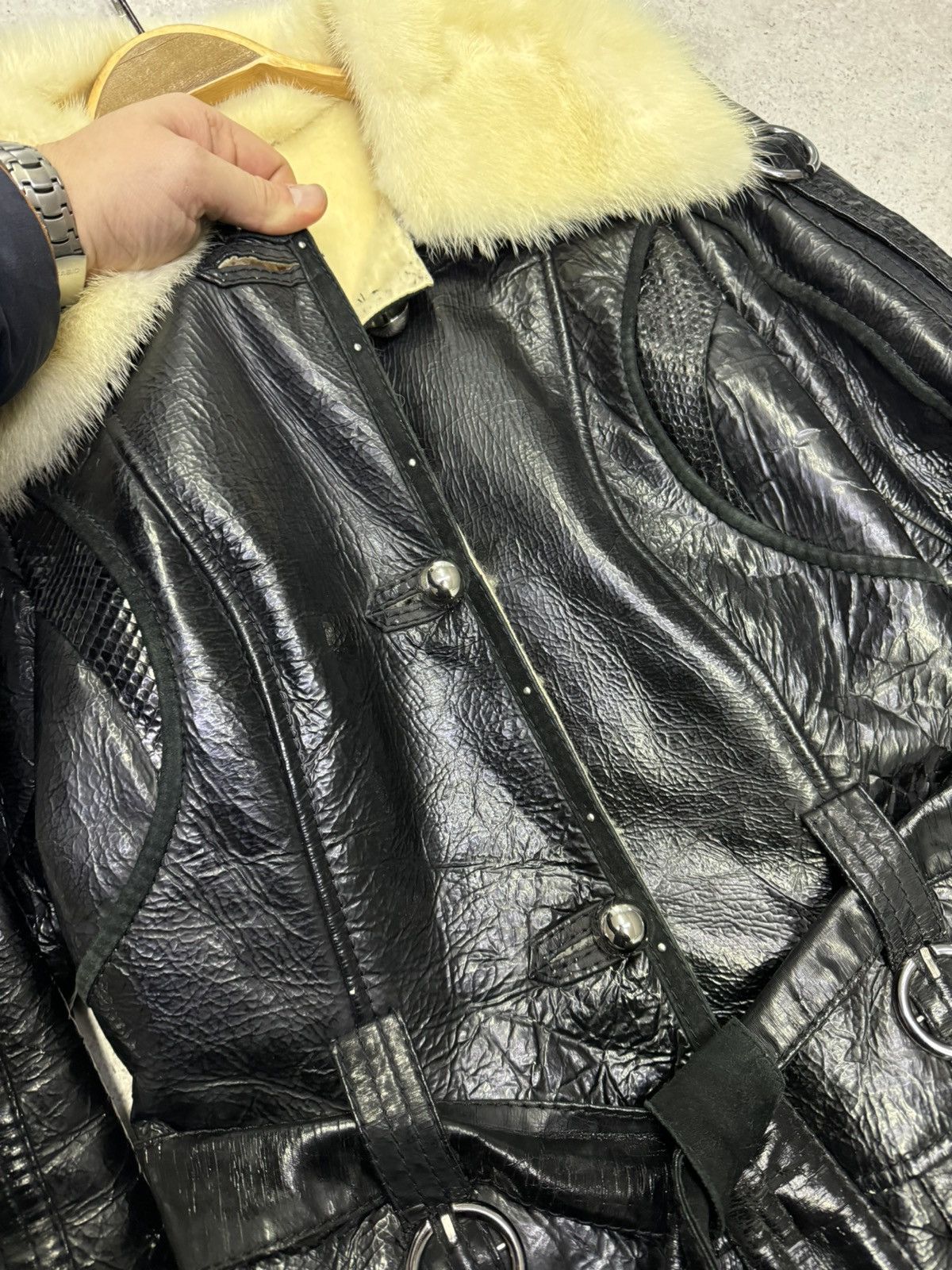 14th Addiction Vintage Patent Leather Bandage Fur Jacket Size US S / EU 44-46 / 1 - 7 Thumbnail