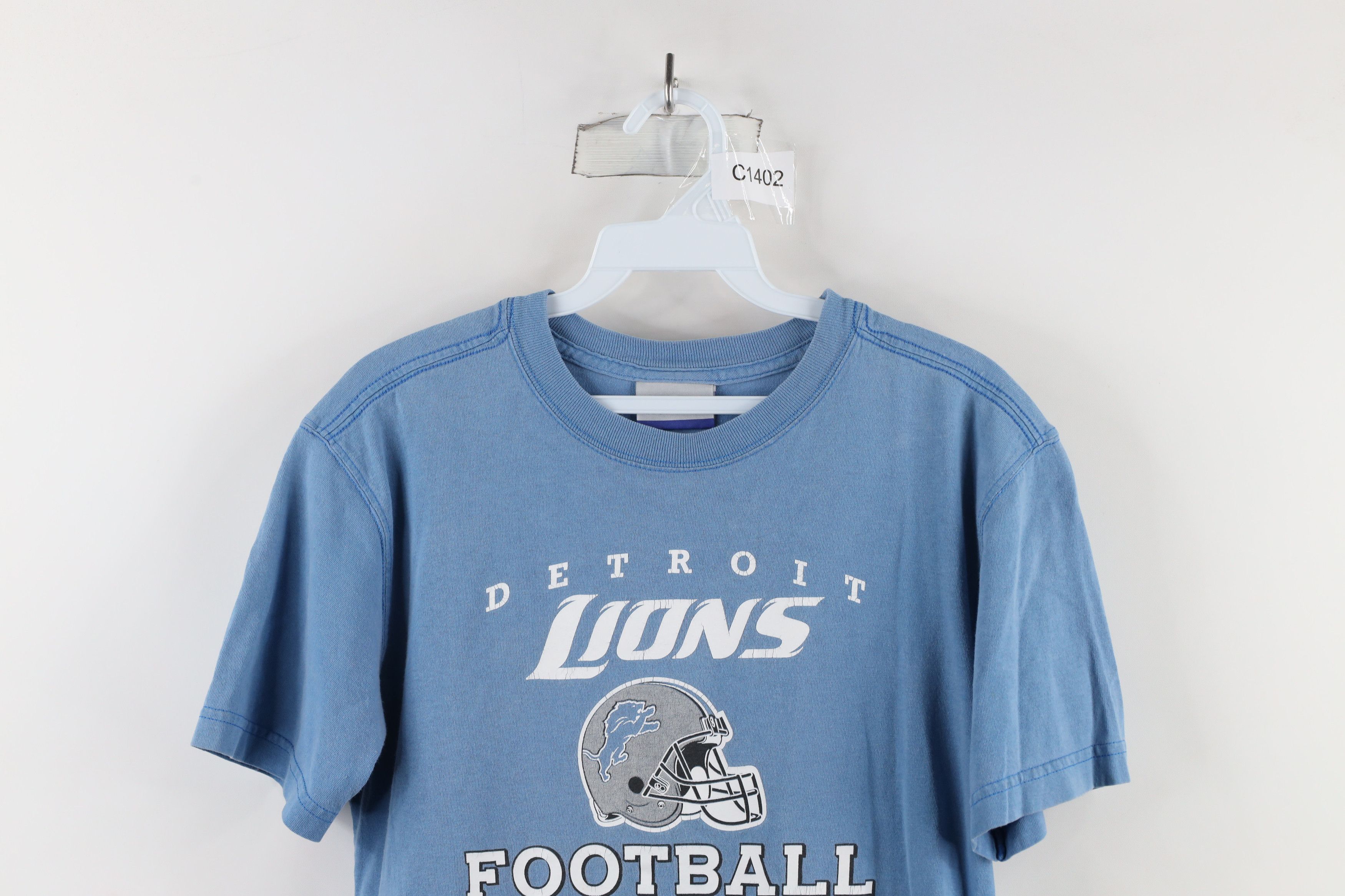 Reebok × Vintage Vintage Reebok Spell Out Detroit Lions Football T-Shirt Blue Size S / US 4 / IT 40 - 2 Thumbnail