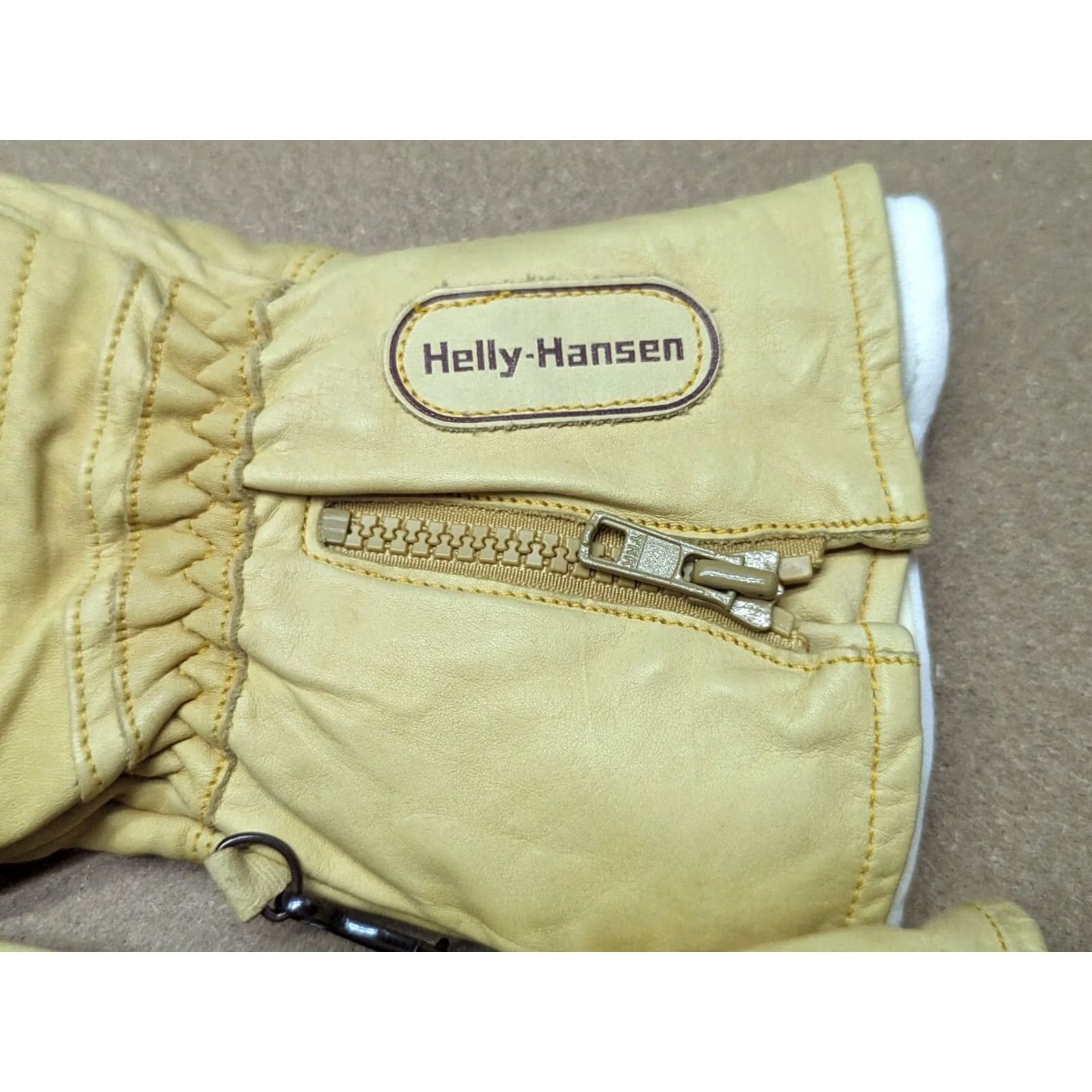 Helly Hansen VINTAGE Helly Hansen Mens Leather Gloves Size 7 + Liners Light Tan / Cream Beige Glove Mens Vintage Leather Size ONE SIZE - 6 Thumbnail