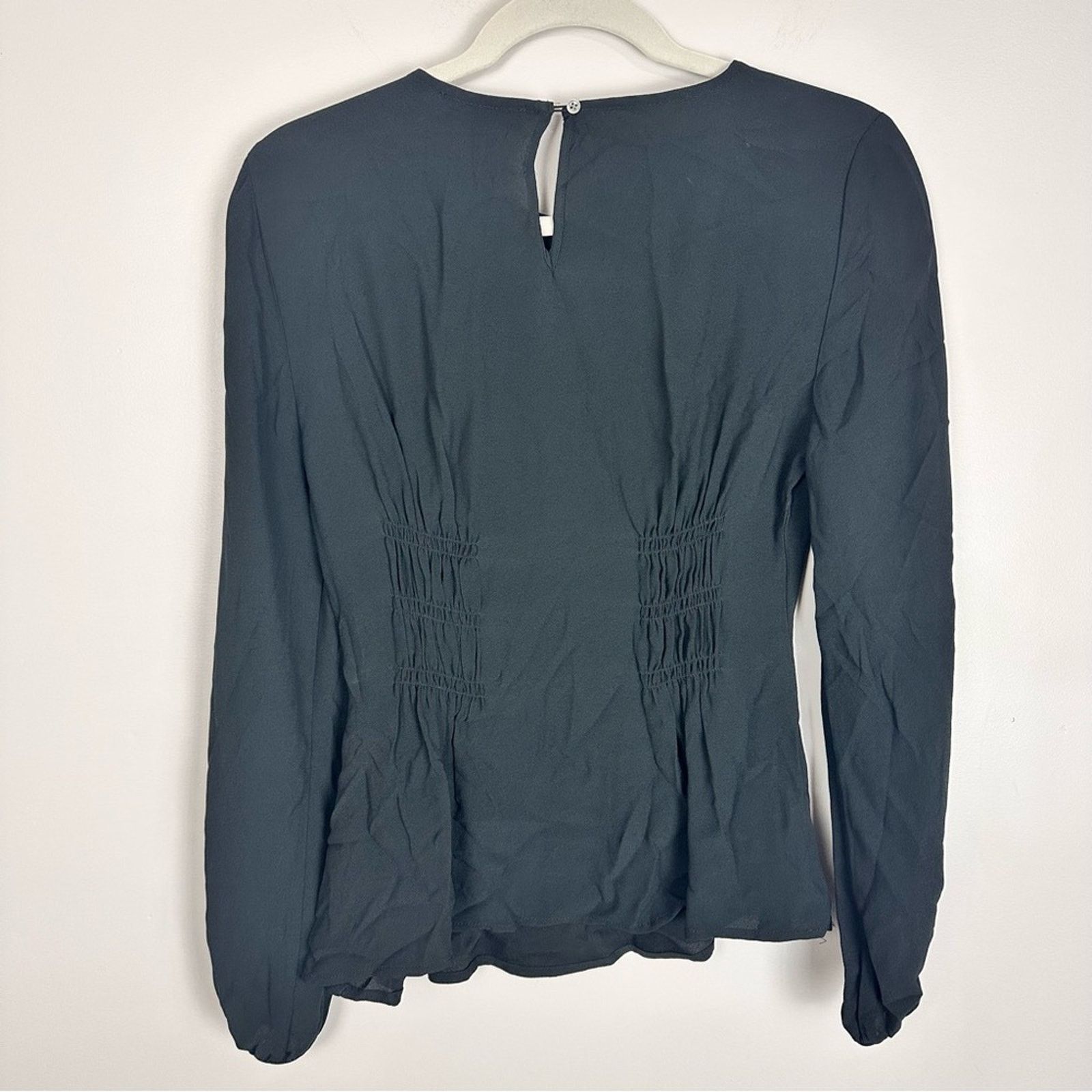 J.Crew J.CREW Shirred Waist Corset Top in Viscose Crepe Black 2 NWT Size XS / US 0-2 / IT 36-38 - 5 Thumbnail