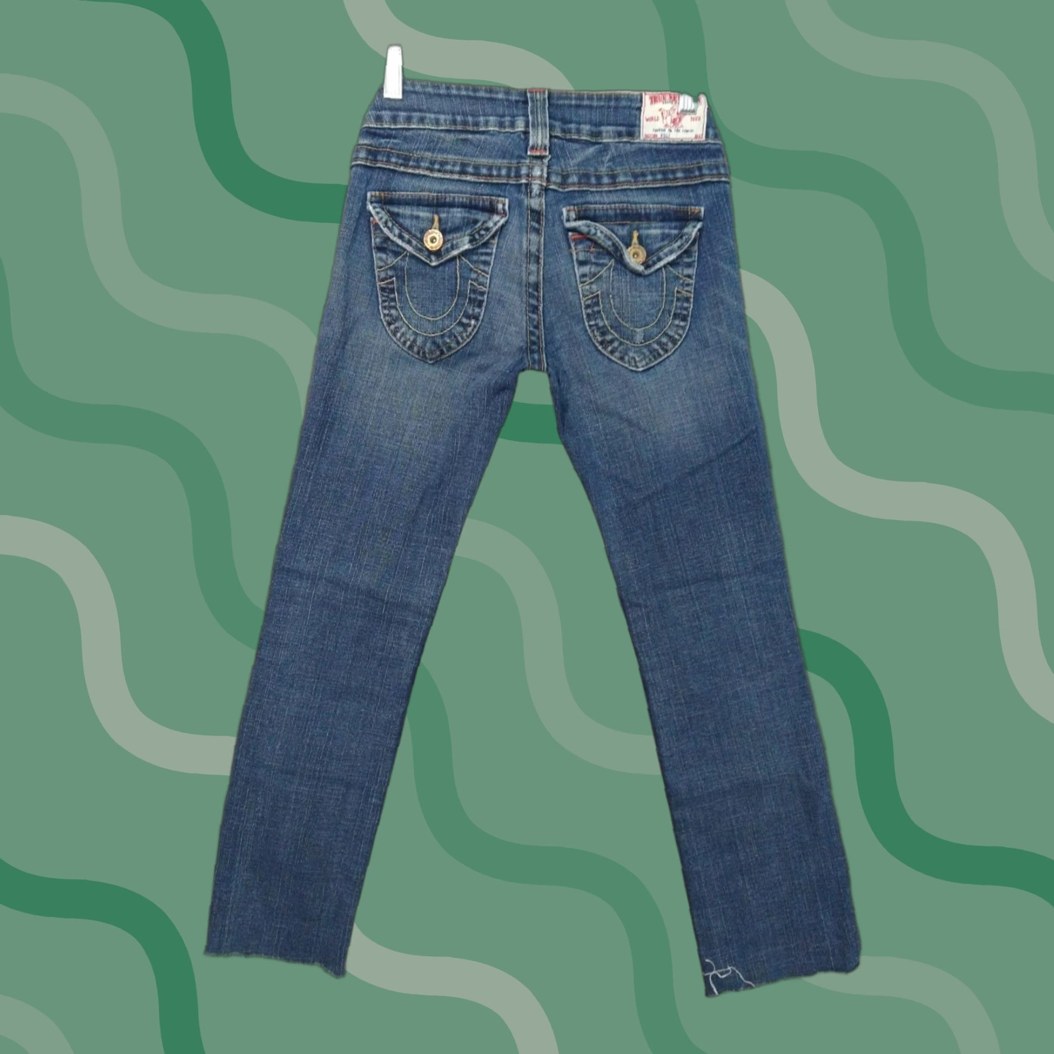 True Religion True Religion Jeans Women 27 Blue Denim Billy Straight Leg Low Rise Flap Pockets Size 27" / US 4 / IT 40 - 1 Thumbnail