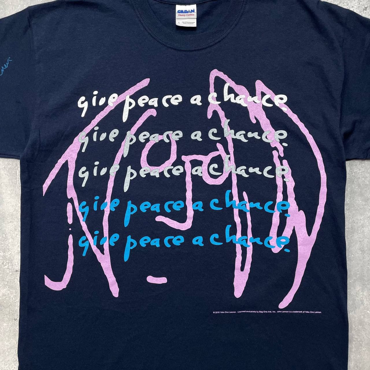 Band Tees 2010 John Lennon Give Peace A Chance T Shirt Blue Size US L / EU 52-54 / 3 - 3 Thumbnail