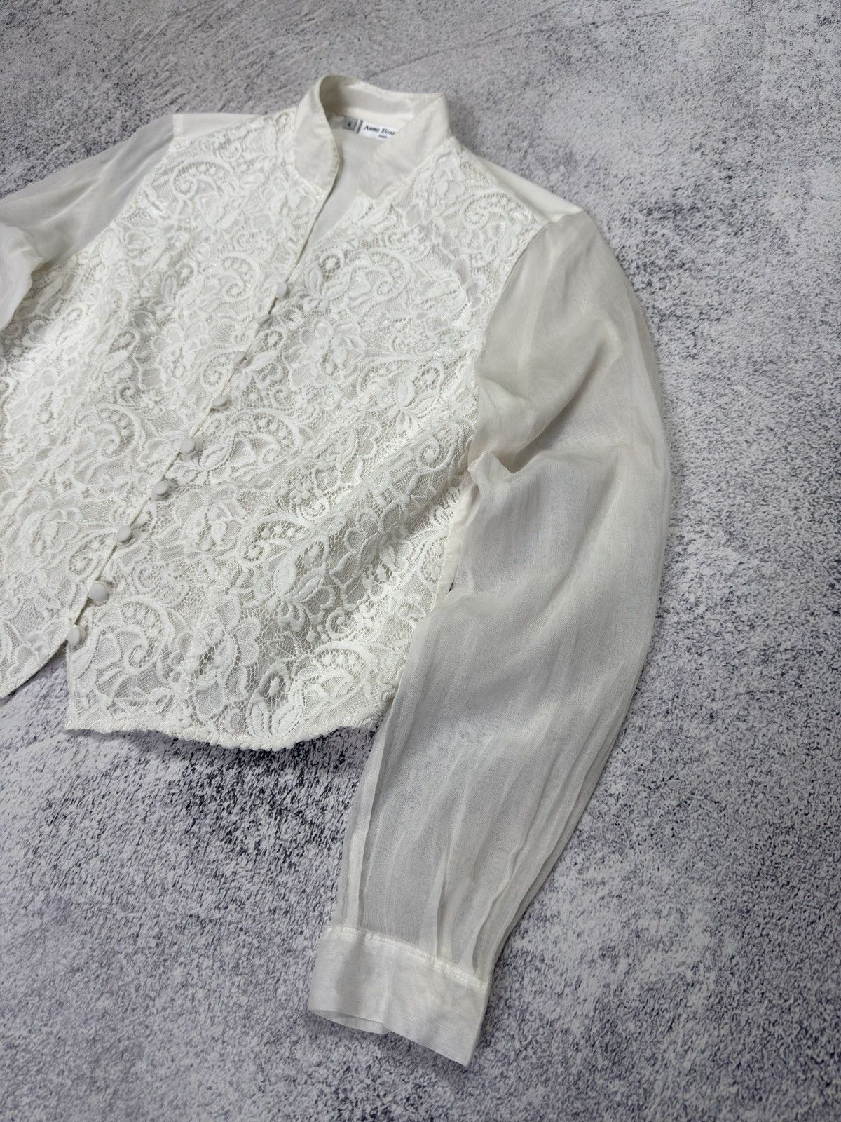 ANNE FONTAINE Anne Fontaine Paris Lace Silk-Mix Blouse Made in France Size S / US 4 / IT 40 - 3 Thumbnail