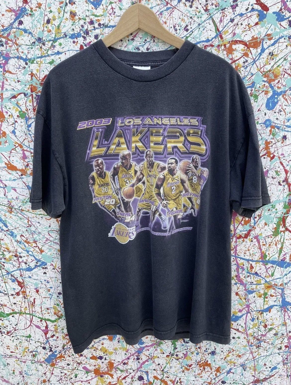 image of Aaa x L A Lakers Vintage La Lakers Tshirt Tee 2003 Kobe Bryant Large XL in Black, Men's