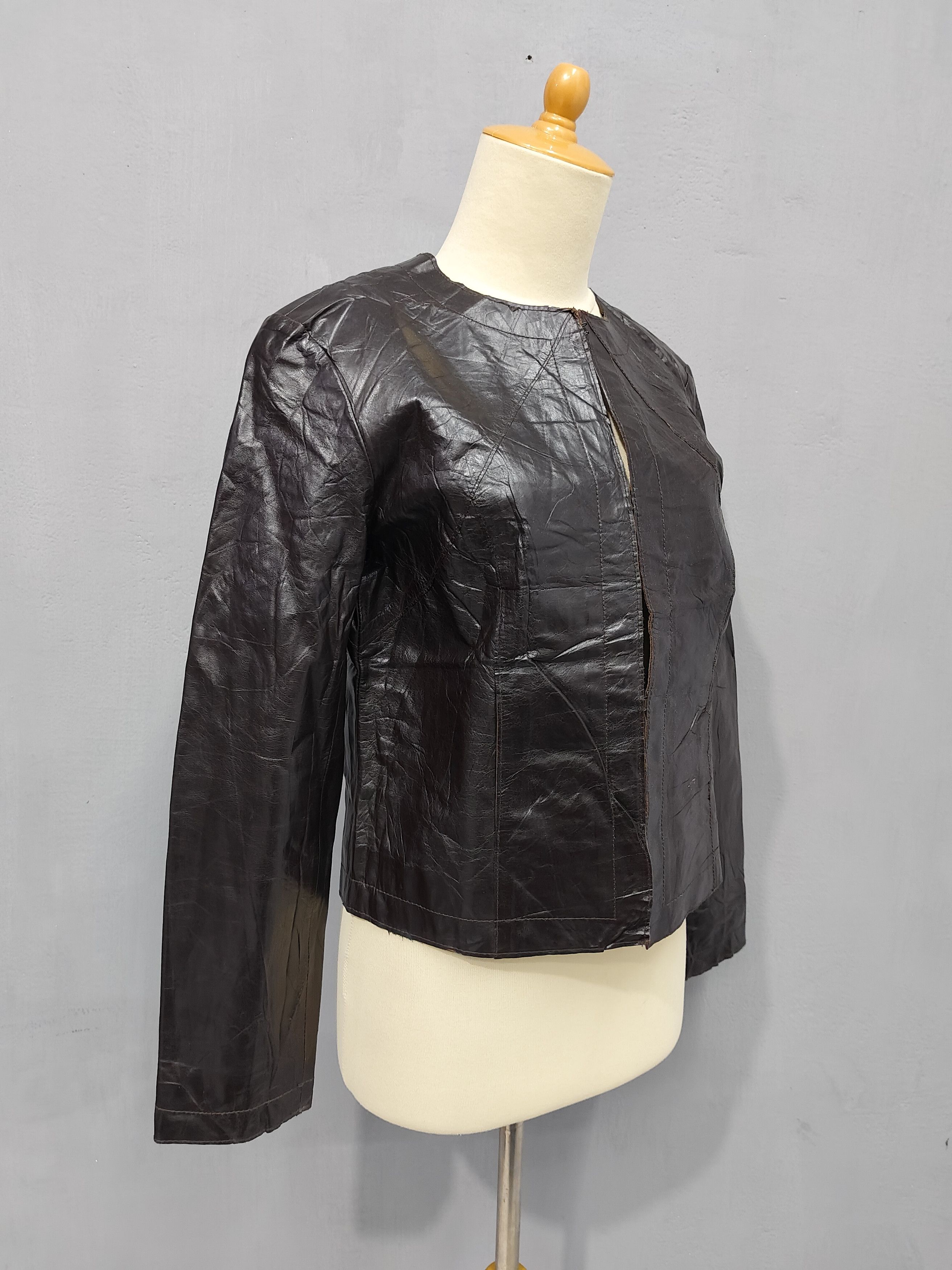 Karl Lagerfeld 90s Karl Lagerfeld- Archive Minimalist Moto Leather Jacket Size M / US 6-8 / IT 42-44 - 3 Thumbnail