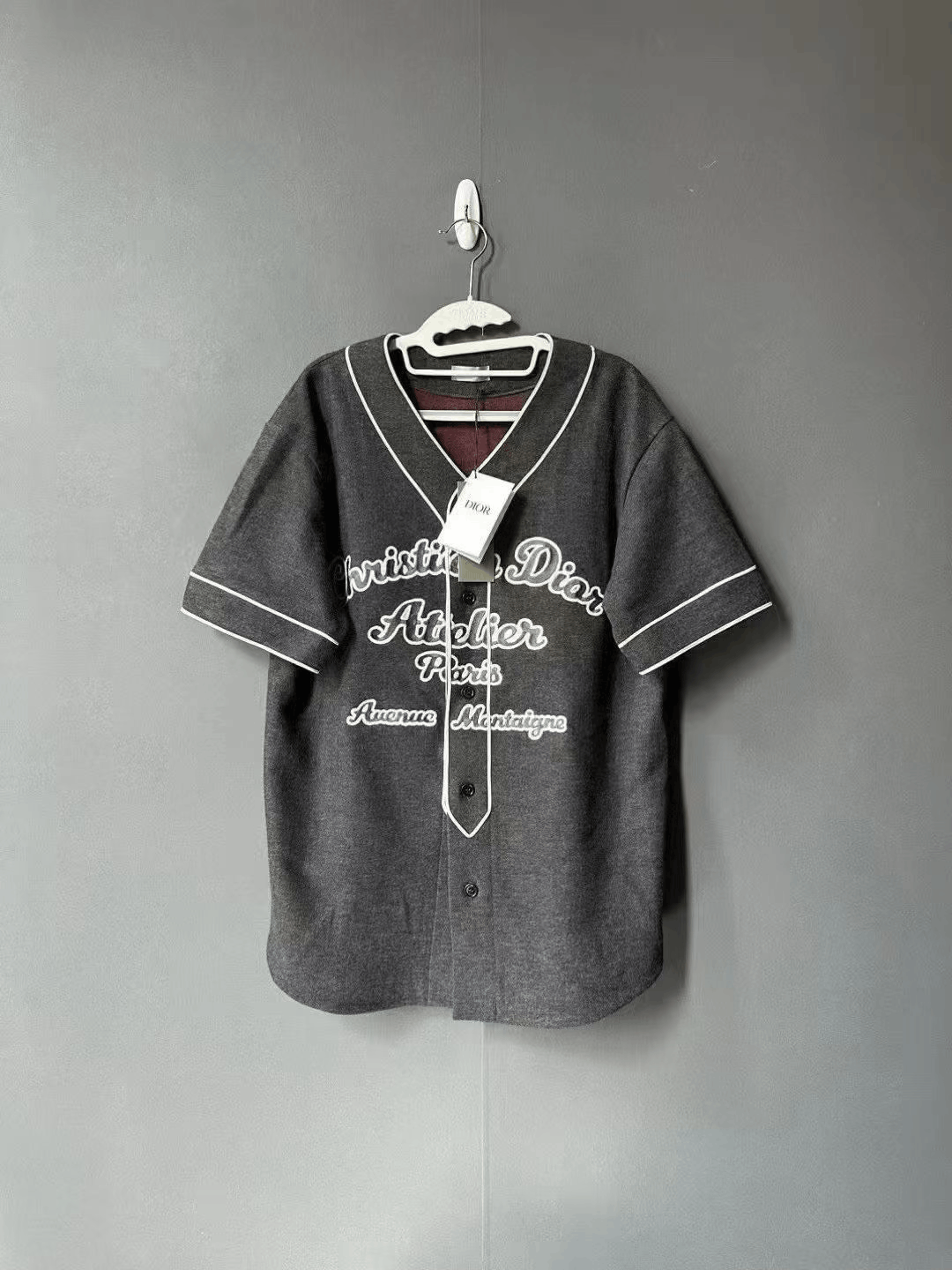 Dior Slogan Embroidered Baseball Shirt
