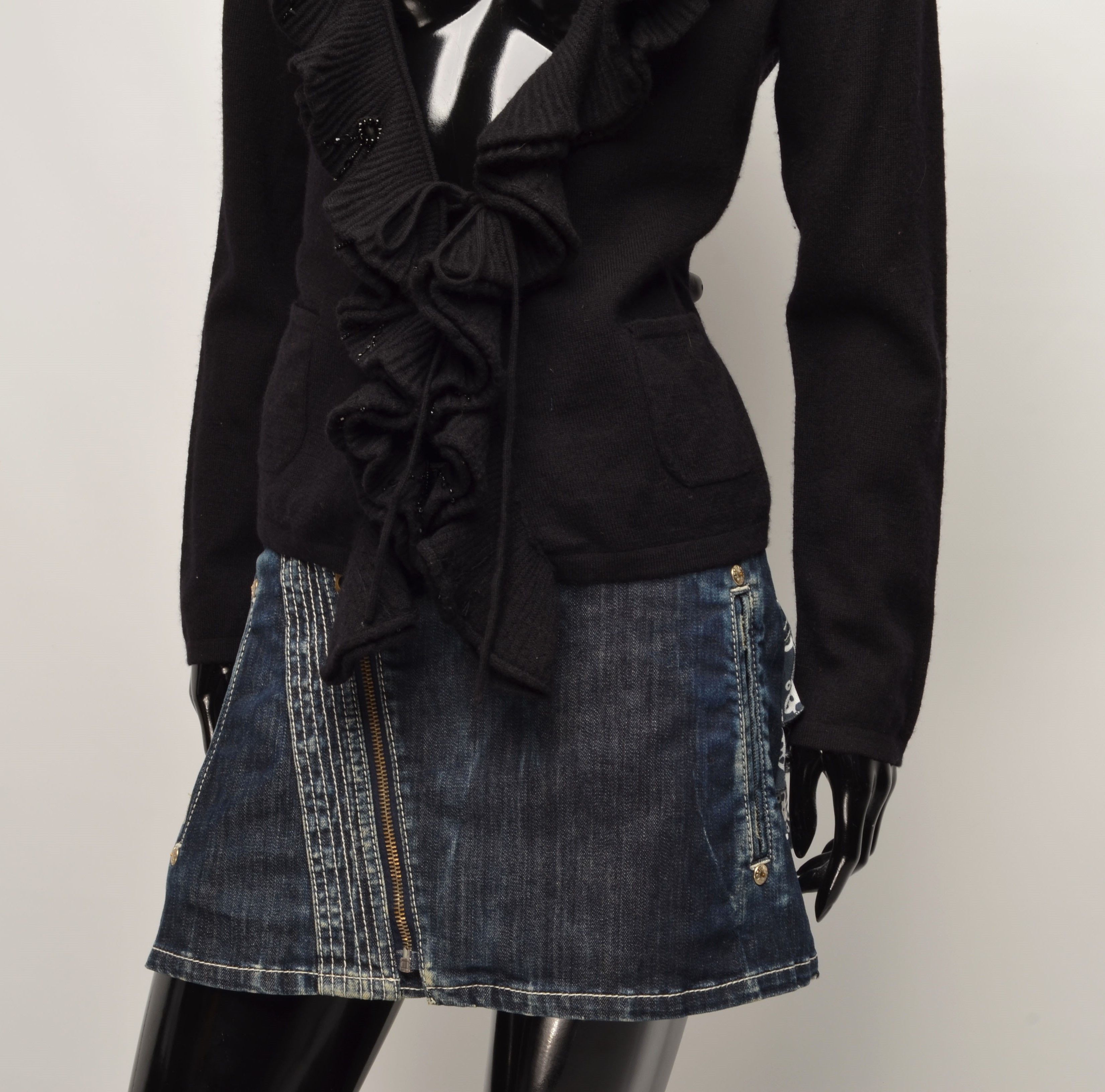 Max Mara Max Mara Vintage Y2K Glam Beaded Wool Black Cardigan Size M / US 6-8 / IT 42-44 - 10 Thumbnail