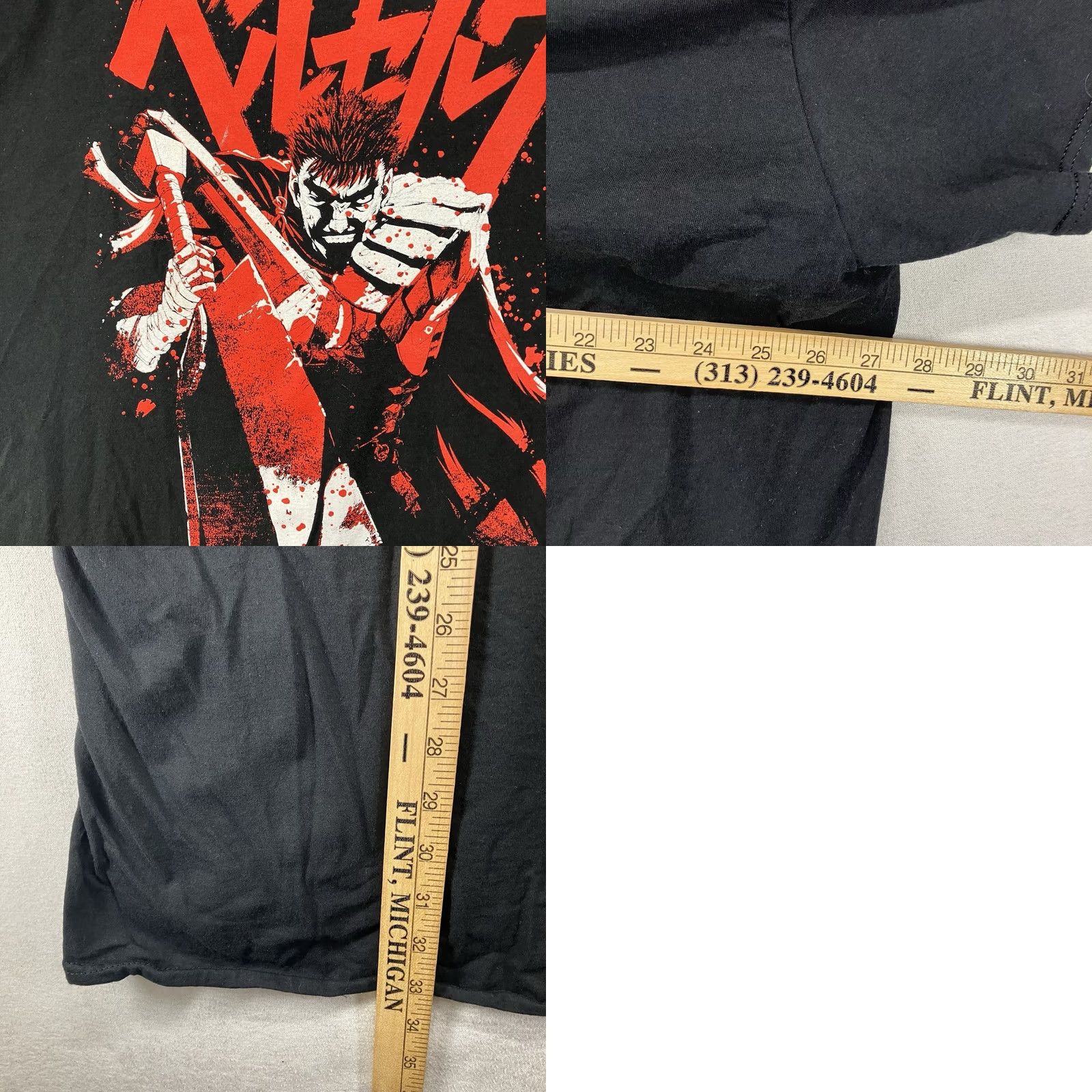 Vintage VINTAGE Berserk T-Shirt Graphic Print Mens 3XL Black Cotton Crew Neck Short Sleeve Gothic Anime Battling Guts Manga Shirt Size US XXL / EU 58 / 5 - 8 Thumbnail