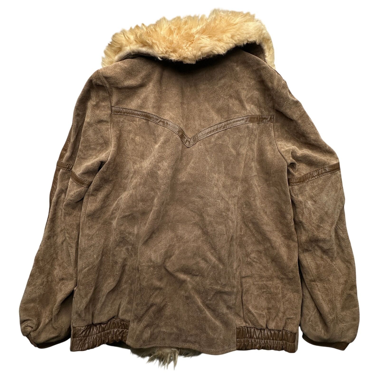Vintage VTG 70s Ms Pioneer Suede Leather Jacket Womens 10 Fur Trim Size L / US 10 / IT 46 - 2 Thumbnail