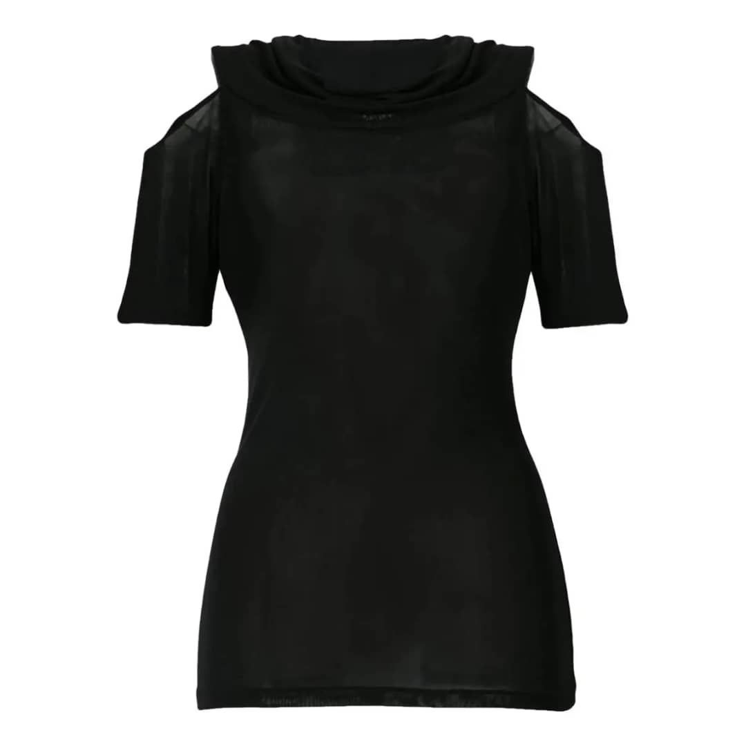 Yohji Yamamoto Yohji Yamamoto Cut Out Shoulder Blouse Black 100% Soie silk Size M / US 6-8 / IT 42-44 - 2 Thumbnail