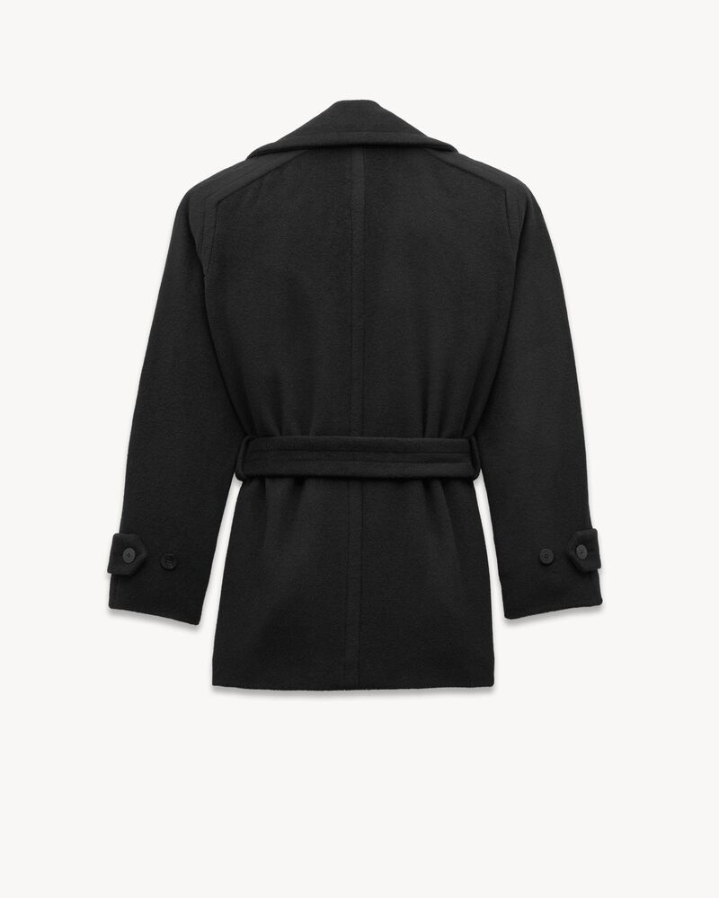 Saint Laurent Paris o1b1hav111225 811014 Short Coat in Brushed Wool in Black Size US S / EU 44-46 / 1 - 2 Thumbnail