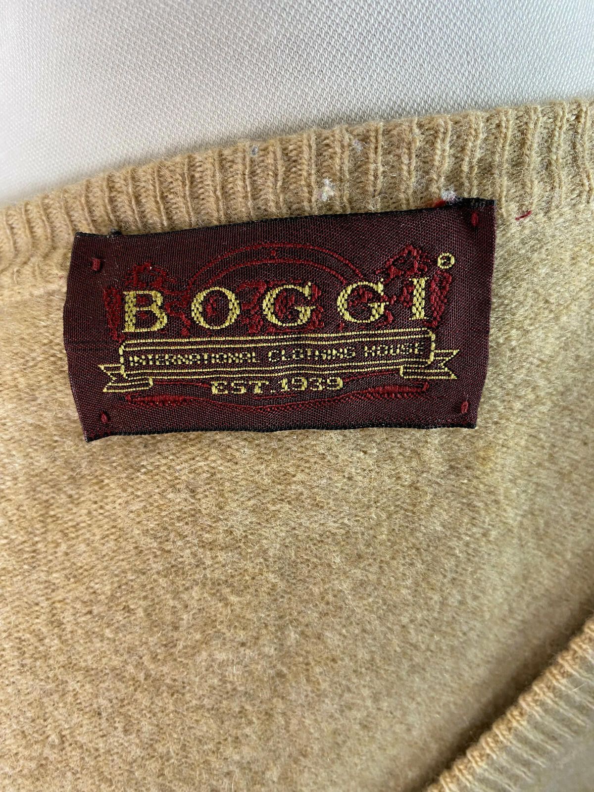 Designer Men Boggi Beige Wool V-Necl Long Sleeve Sweater Size 56 Size US M / EU 48-50 / 2 - 7 Thumbnail