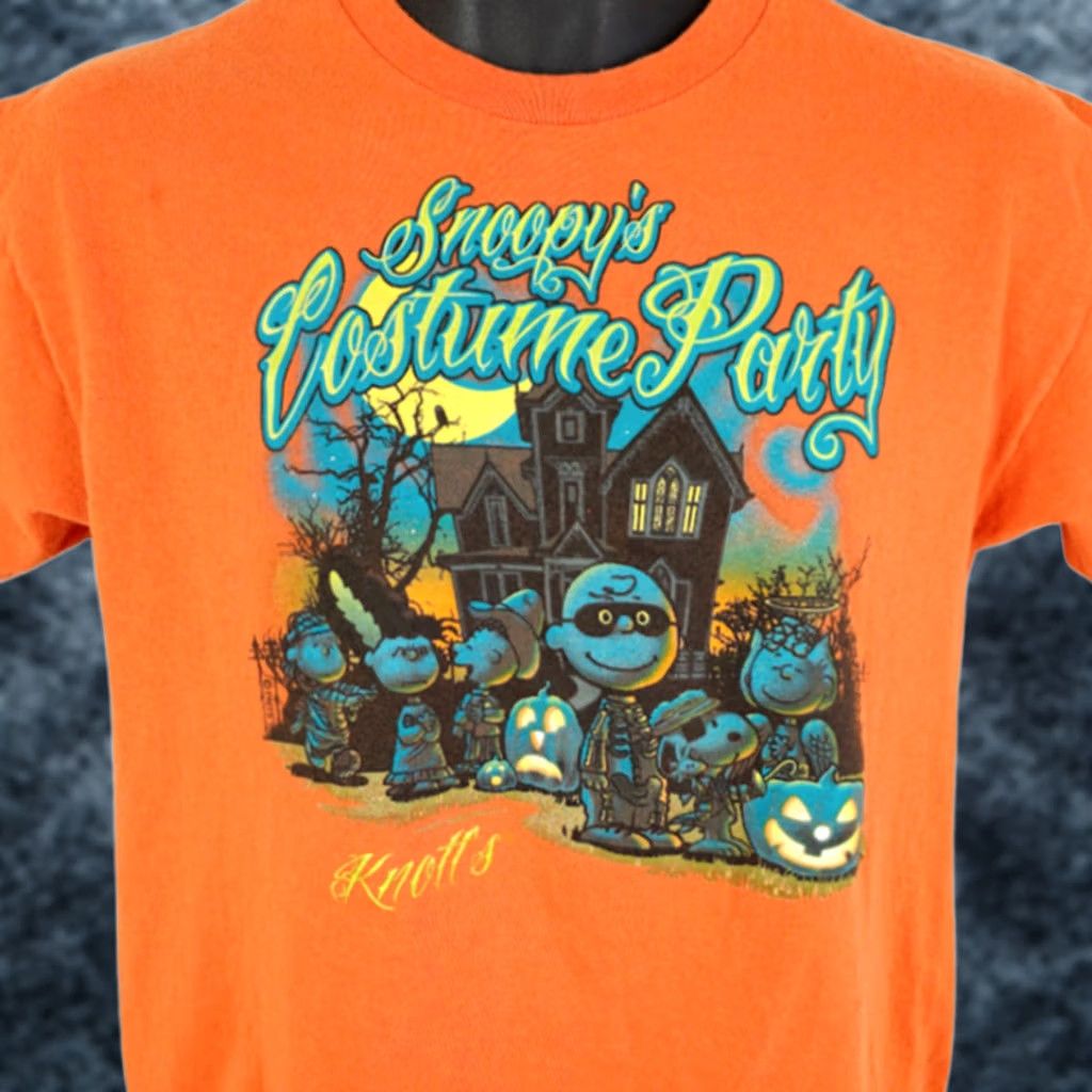 Peanuts Snoopy Peanuts Halloween T Shirt Mens Small Orange Knott's Scary Farm Party Shirt Size US S / EU 44-46 / 1 - 1 Thumbnail