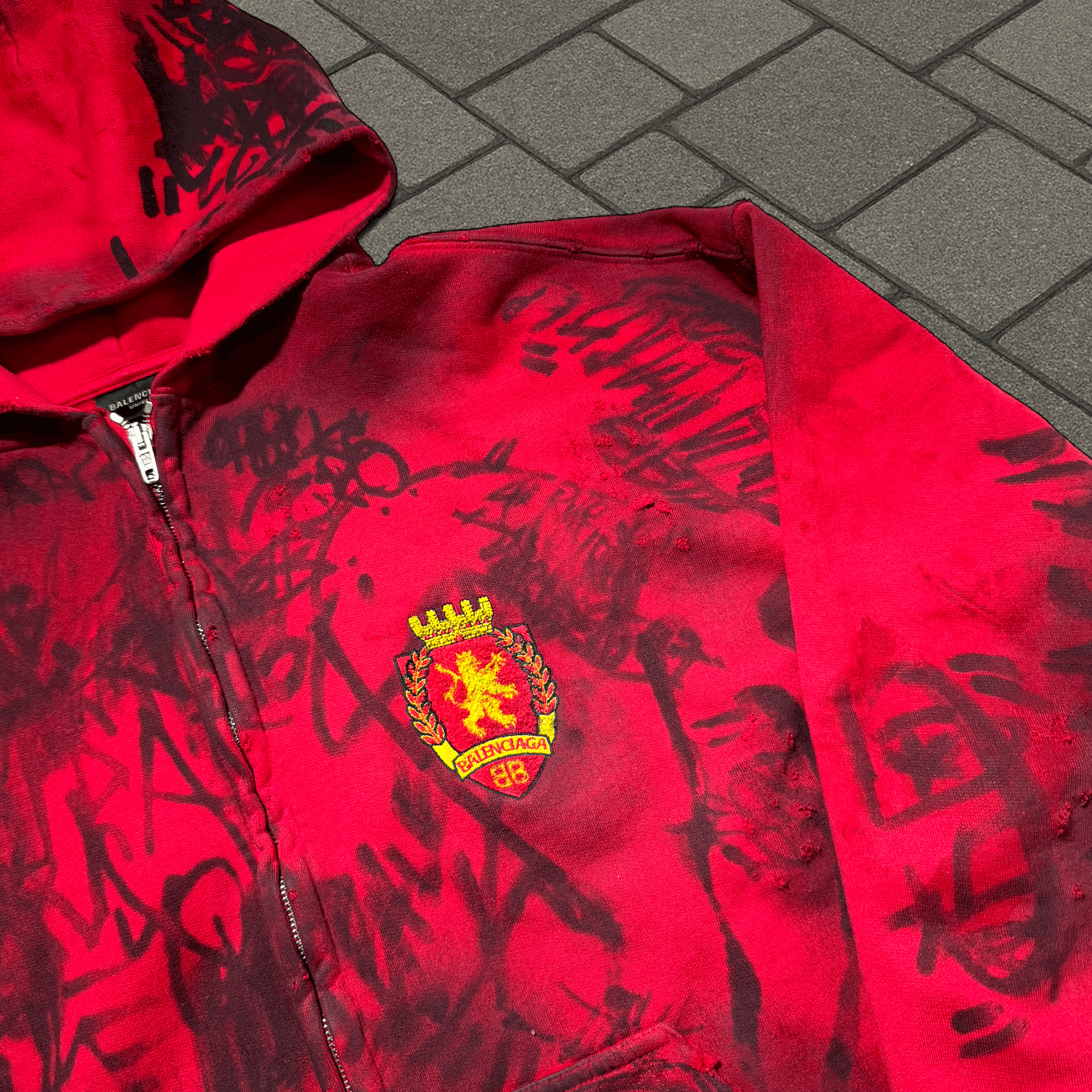 Balenciaga SS23 Balenciaga Red Skater Zip Up Hoodie Size US XXS / EU 40 - 3 Thumbnail