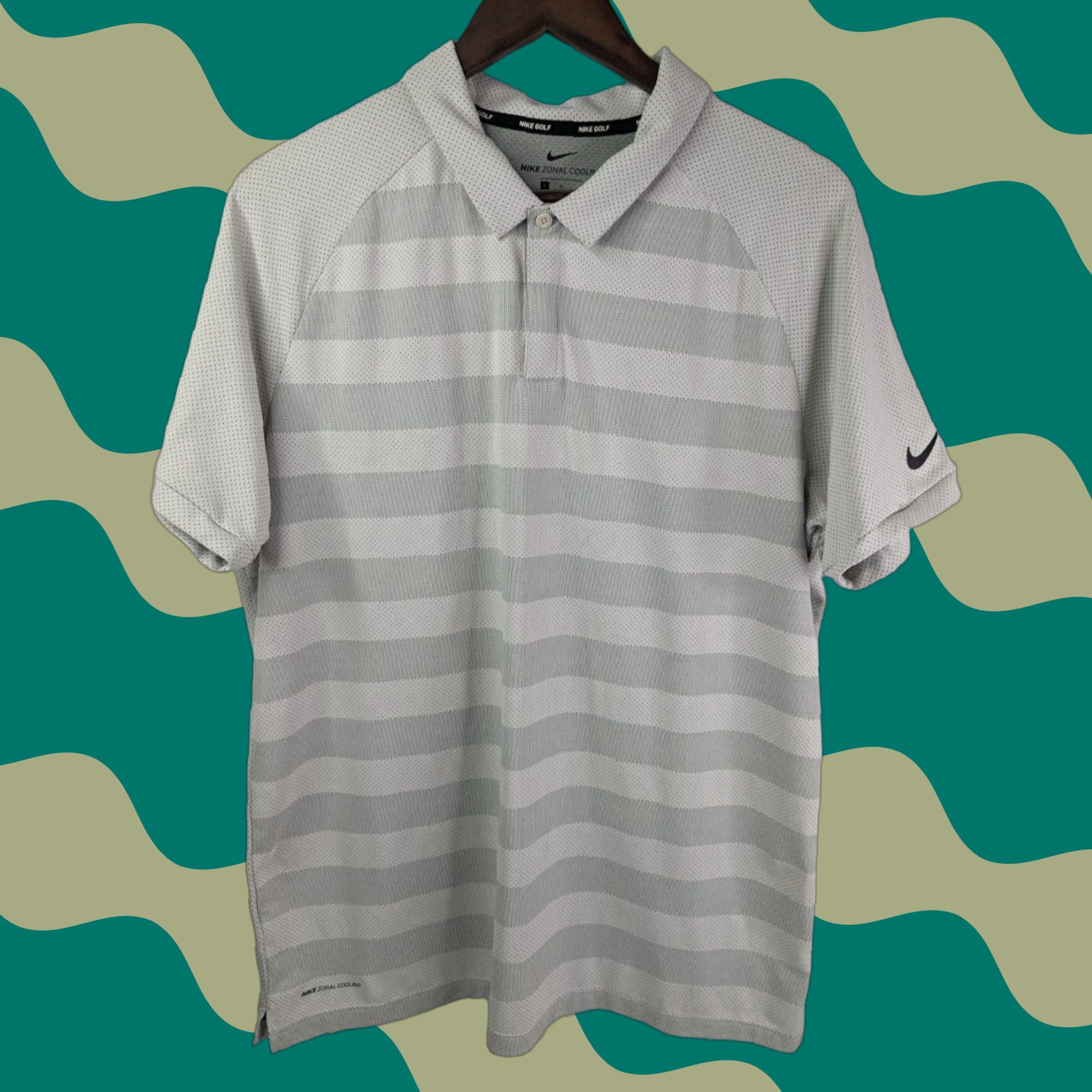 Nike Nike Zonal Cooling Striped Gray Golf Polo Shirt AH8467 Men's Size Large Size US L / EU 52-54 / 3 - 1 Thumbnail