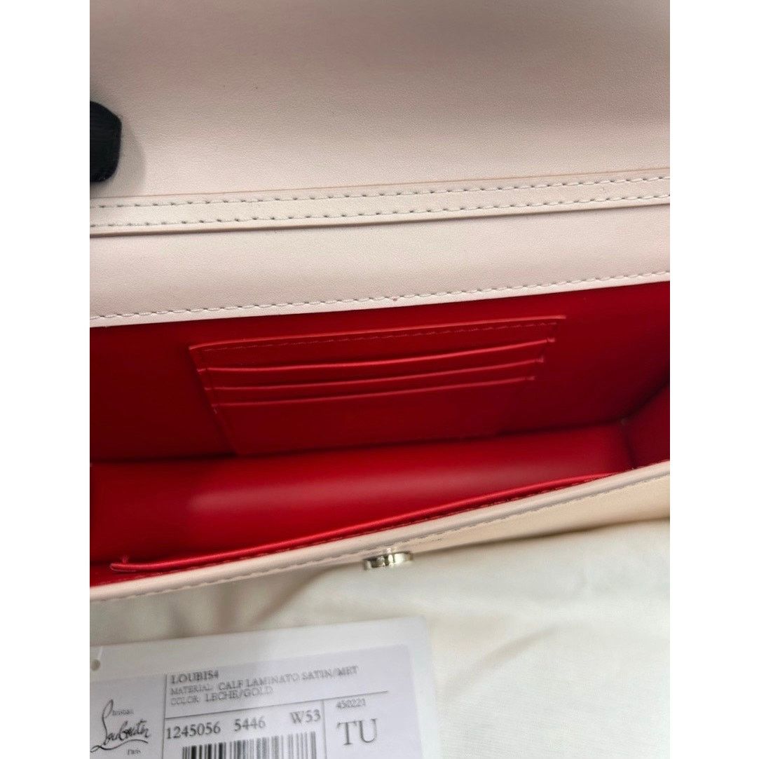 Christian Louboutin Women's Christian Louboutin LOUBI 54 clutch in gold satin Size ONE SIZE - 8 Thumbnail