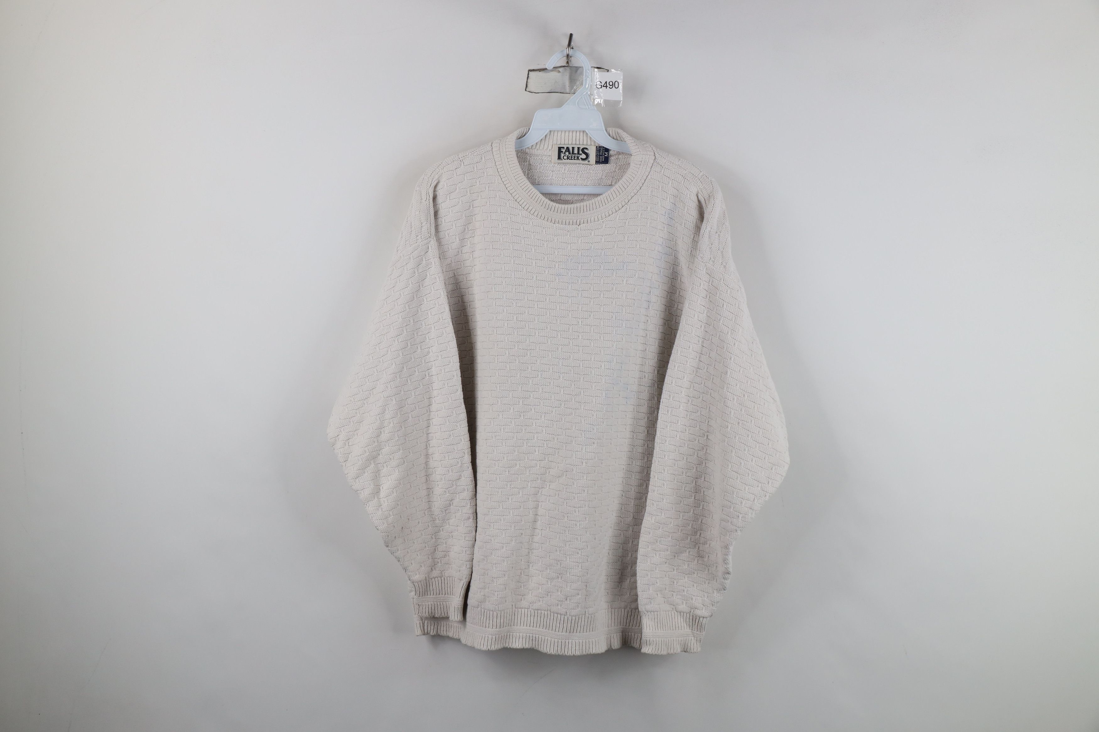 Vintage Vintage 90s Streetwear Cotton Knit Sweater Light Gray USA Size US M / EU 48-50 / 2 - 1 Thumbnail