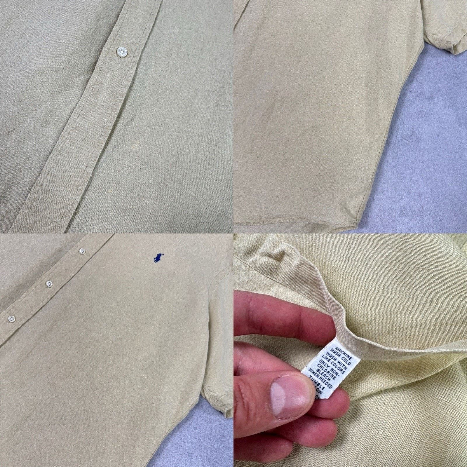Ralph Lauren Vintage Polo Ralph Lauren Short Sleeve Liven Shirt Beige Size US XL / EU 56 / 4 - 21 Thumbnail