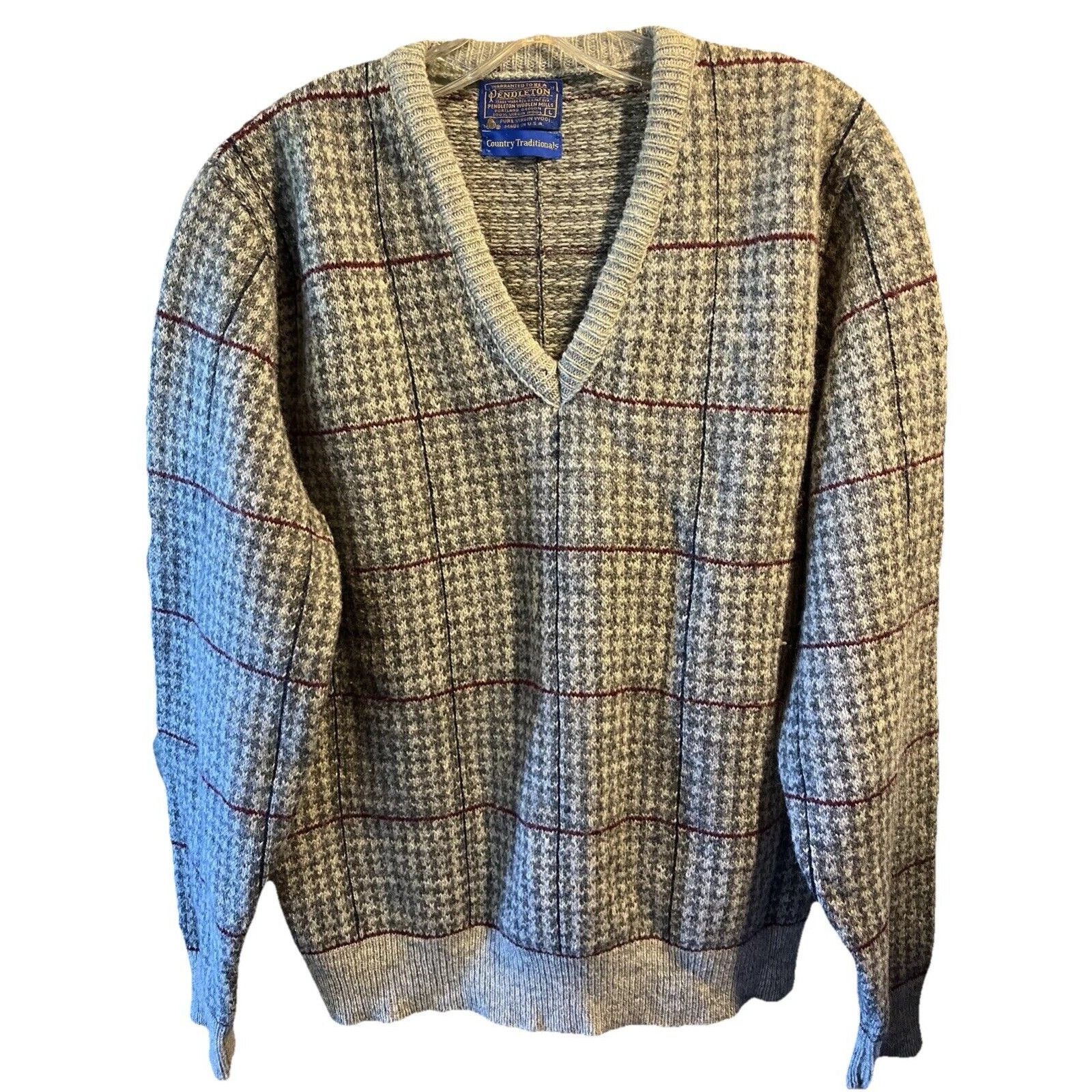Pendleton Pendleton VTG Men’s L Sweater Wool Gray Plaid Traditionals Size US L / EU 52-54 / 3 - 1 Thumbnail