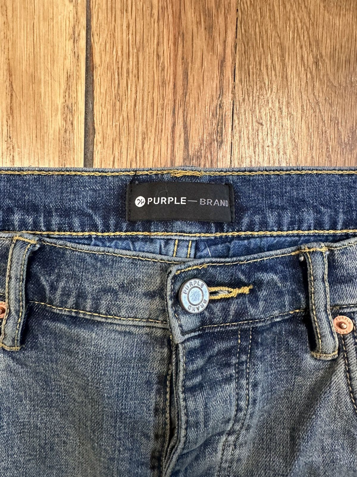 Purple Brand Purple Brand Knee Hole Paint Splatter Blue Denim Jeans Sz 36 Size US 36 / EU 52 - 3 Thumbnail