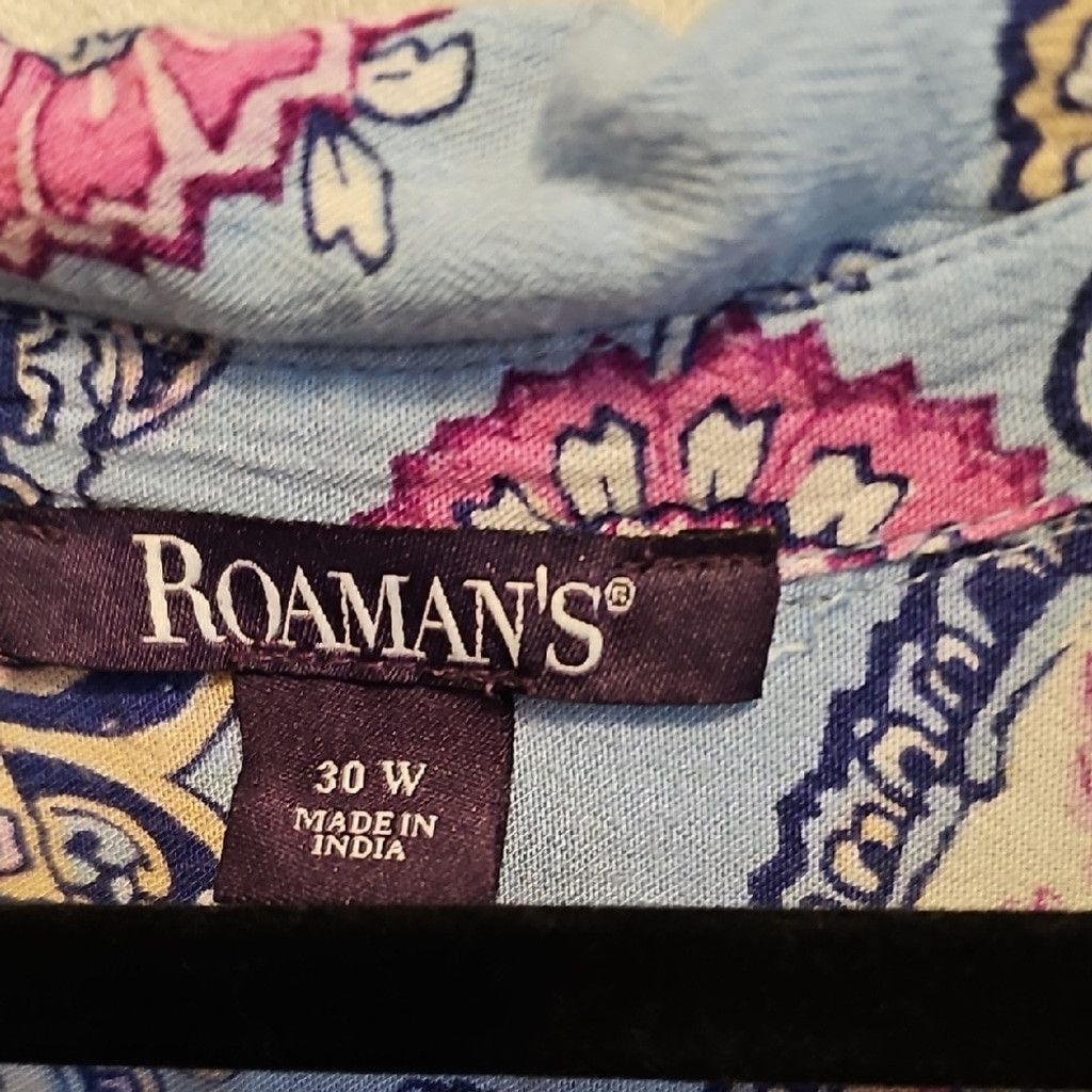 Other Roaman's Blue and Pink Paisley Blouse Size 4XL / US 24-26 - 2 Thumbnail