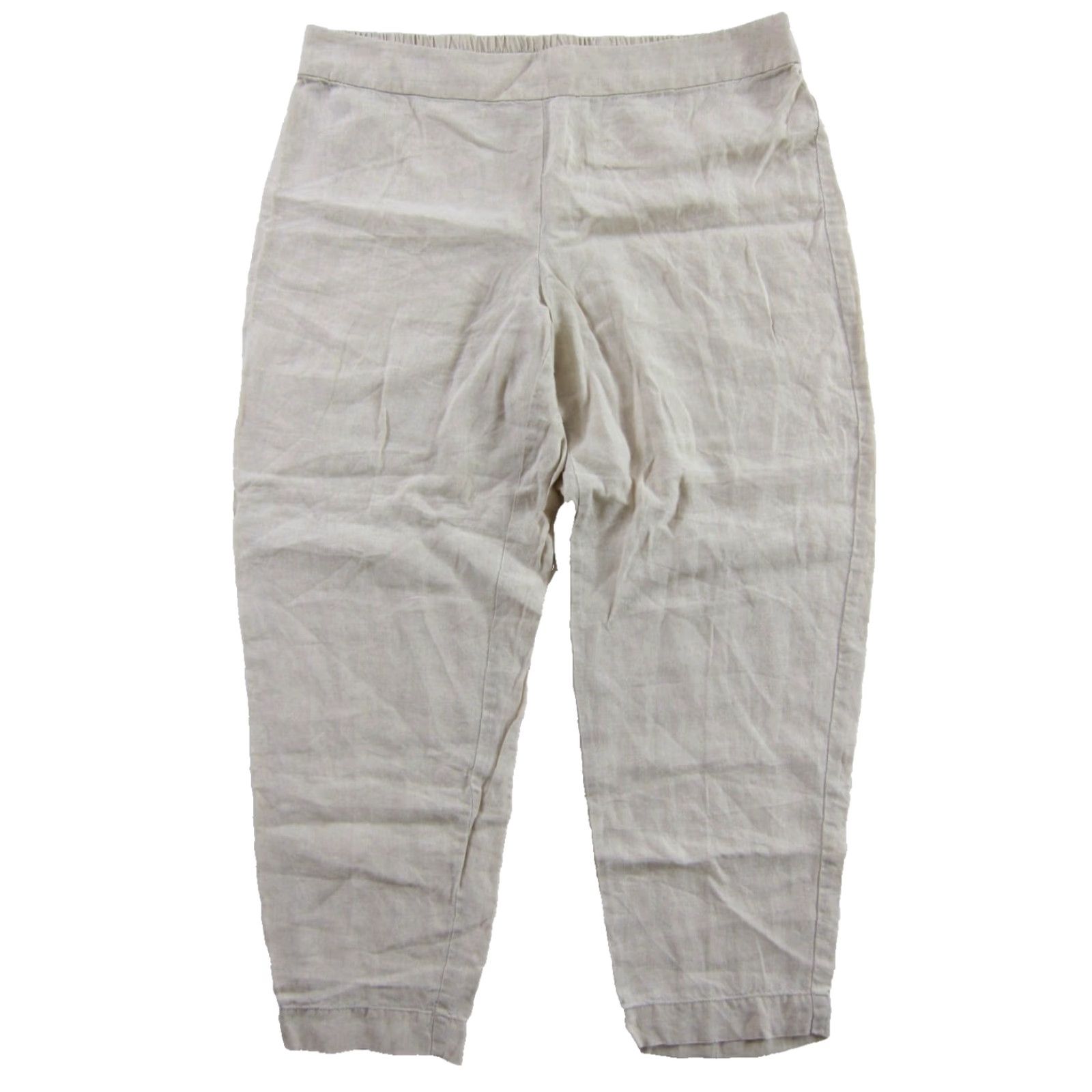 Eileen Fisher Eileen Fisher 100% Linen Beige Brown High Rise Pull On Chino Pant Women Large Size 36" / US 14 / IT 50 - 2 Thumbnail