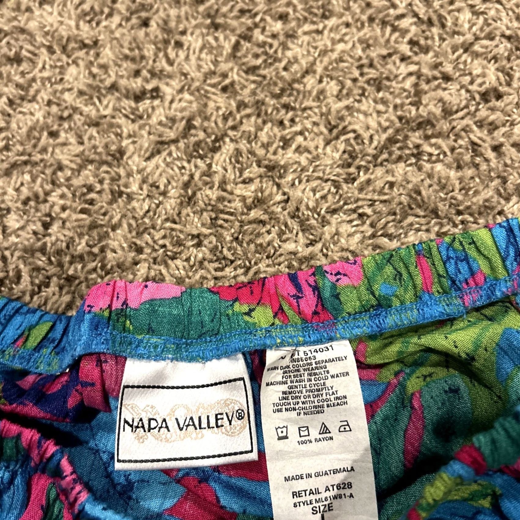 Vintage Napa Valley Skirt Maxi Women L Blue Floral Button Down Rayon Knit Casual Vintage: No B17 Size 36" / US 14 / IT 50 - 2 Thumbnail