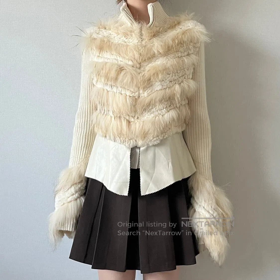 Vintage Vintage Knit Jacket with Fur Trim. Size M / US 6-8 / IT 42-44 - 3 Thumbnail