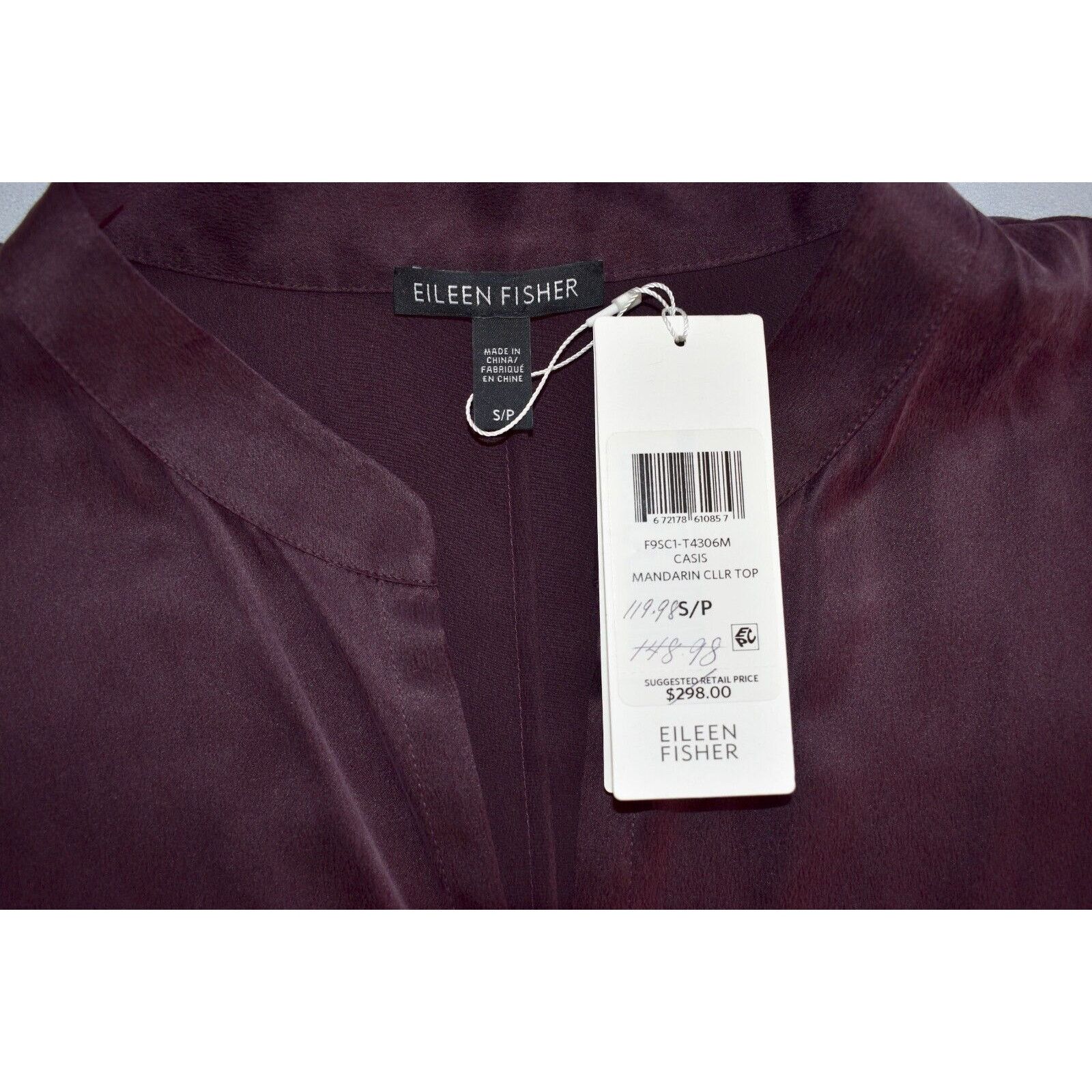 Eileen Fisher NWT EILEEN FISHER Casis Sandwashed Silk Mandarin Top Size S Size S / US 4 / IT 40 - 4 Thumbnail