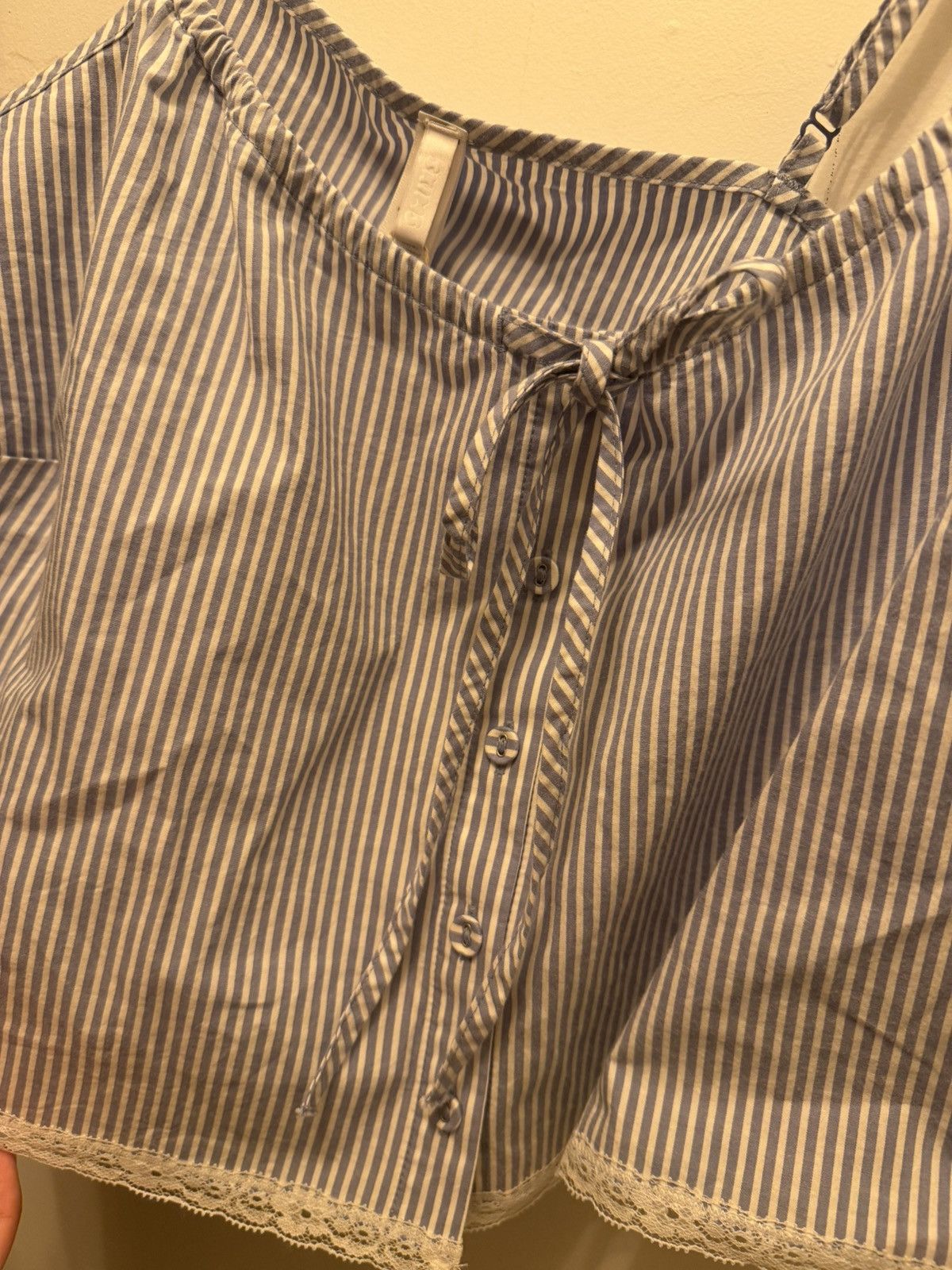 SKIMS SKIMS Crop Poplin Sleep Camisole Cadet Stripe Blue White XL Size XL / US 12-14 / IT 48-50 - 5 Thumbnail