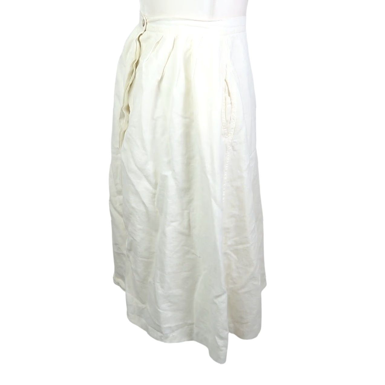 Vintage VINTAGE Condor Cream A-Line Skirt XS Midi Full Button Front 80s Womens Adults Men? Size 26" / US 2 / IT 38 - 3 Thumbnail