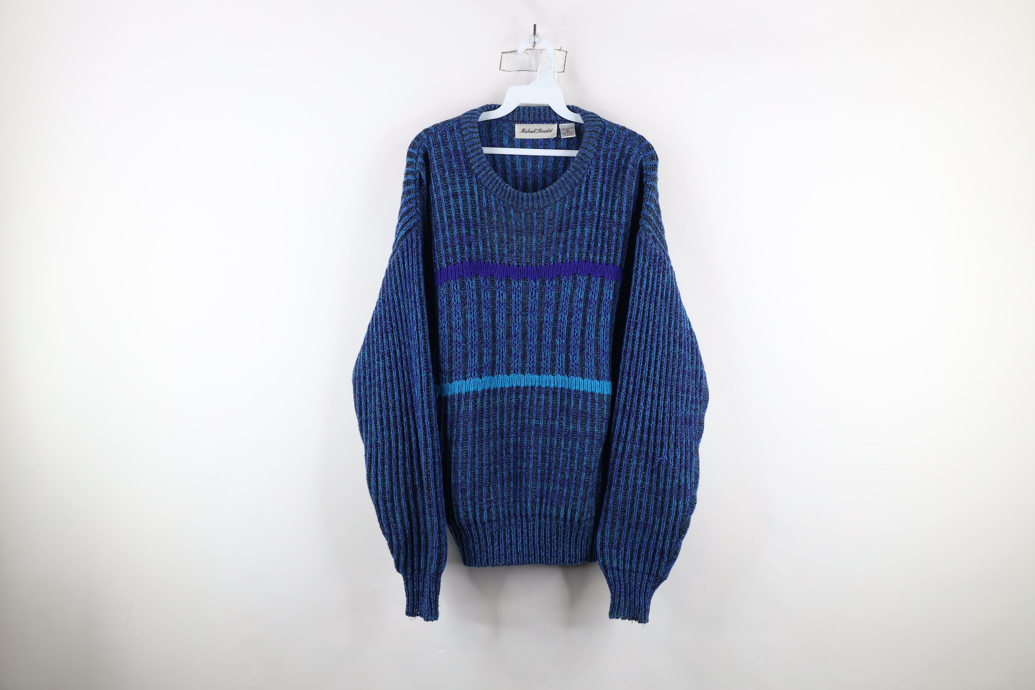 Vintage Vintage 90s Streetwear Chunky Ribbed Knit Crewneck Sweater Size XL / US 12-14 / IT 48-50 - 1 Thumbnail