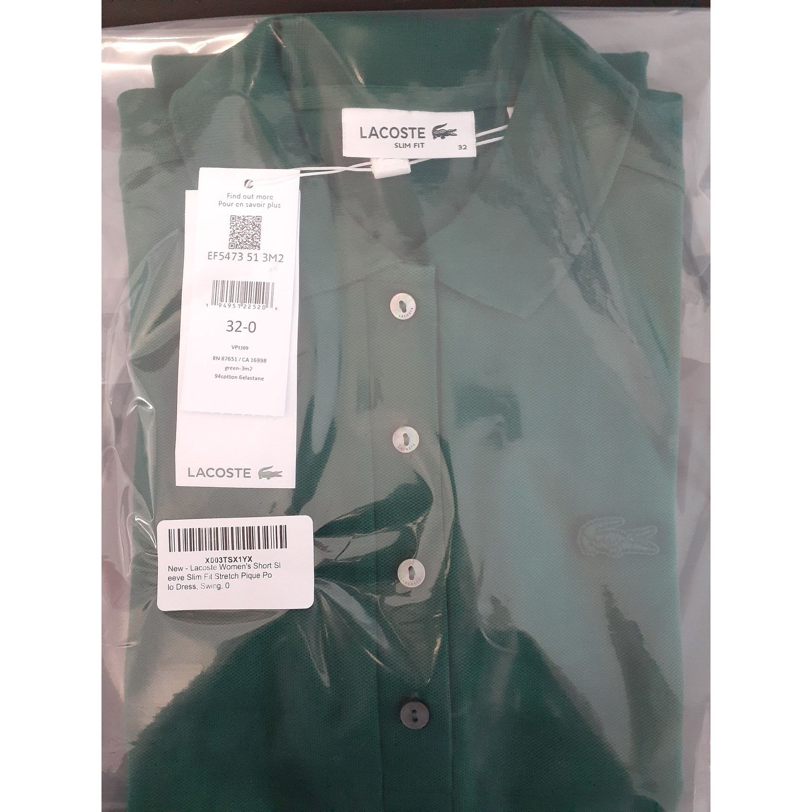 Lacoste Lacoste Short Sleeve Slim Fit Stretch Polo Dress Green 0 | Grailed