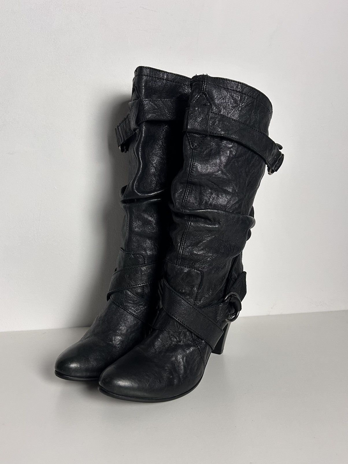 Other Vintage Italian leather heeled boots with buckles Size US 8 / IT 38 - 3 Thumbnail
