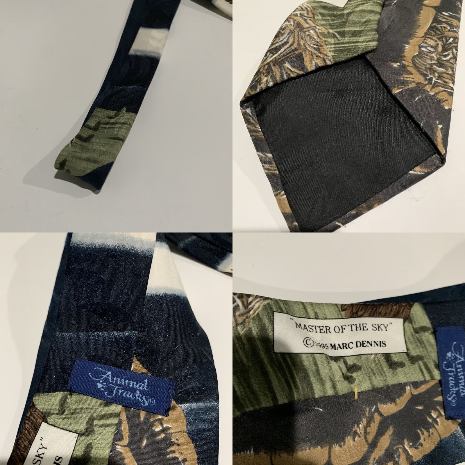 Vintage VINTAGE Bald Eagle Mens Tie 1995 Marc Dennis Master Of The Sky Birds Nest Patriotic USA Size ONE SIZE - 8 Thumbnail