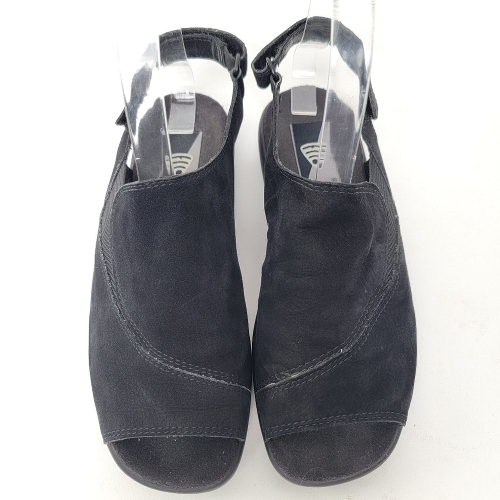 Ecco Ecco Black Suede Peep Toe Sandals - 6 Size US 6 / IT 36 - 2 Thumbnail