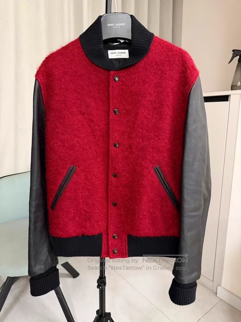 Saint Laurent Paris Saint Laurent Paris Black and Red Teddy Baseball Jacket Size US S / EU 44-46 / 1 - 1 Thumbnail