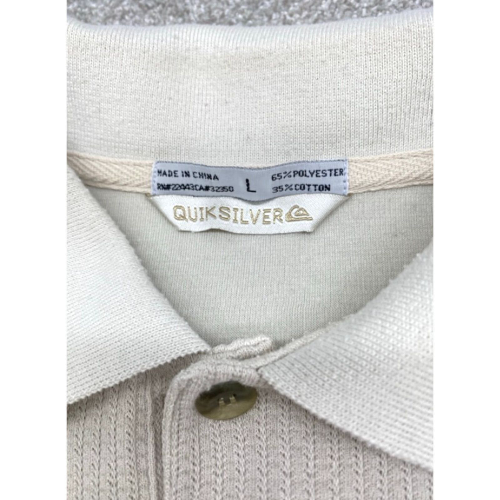 Quiksilver VTG Quicksilver Polo Shirt Men's L Short Sleeve Beige 5439 Polo Shirts Men Beige Cotton Knit Regular - Size US L / EU 52-54 / 3 - 3 Thumbnail