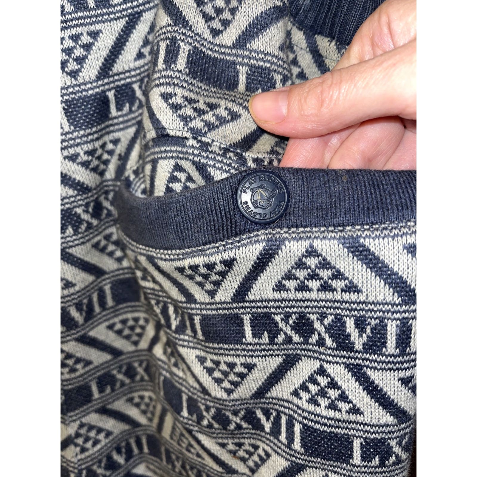 Vintage Play Cloths Mens XL Blue Roman Numbers Cotton SweatShorts W/Pockets Size US 36 / EU 52 - 6 Thumbnail